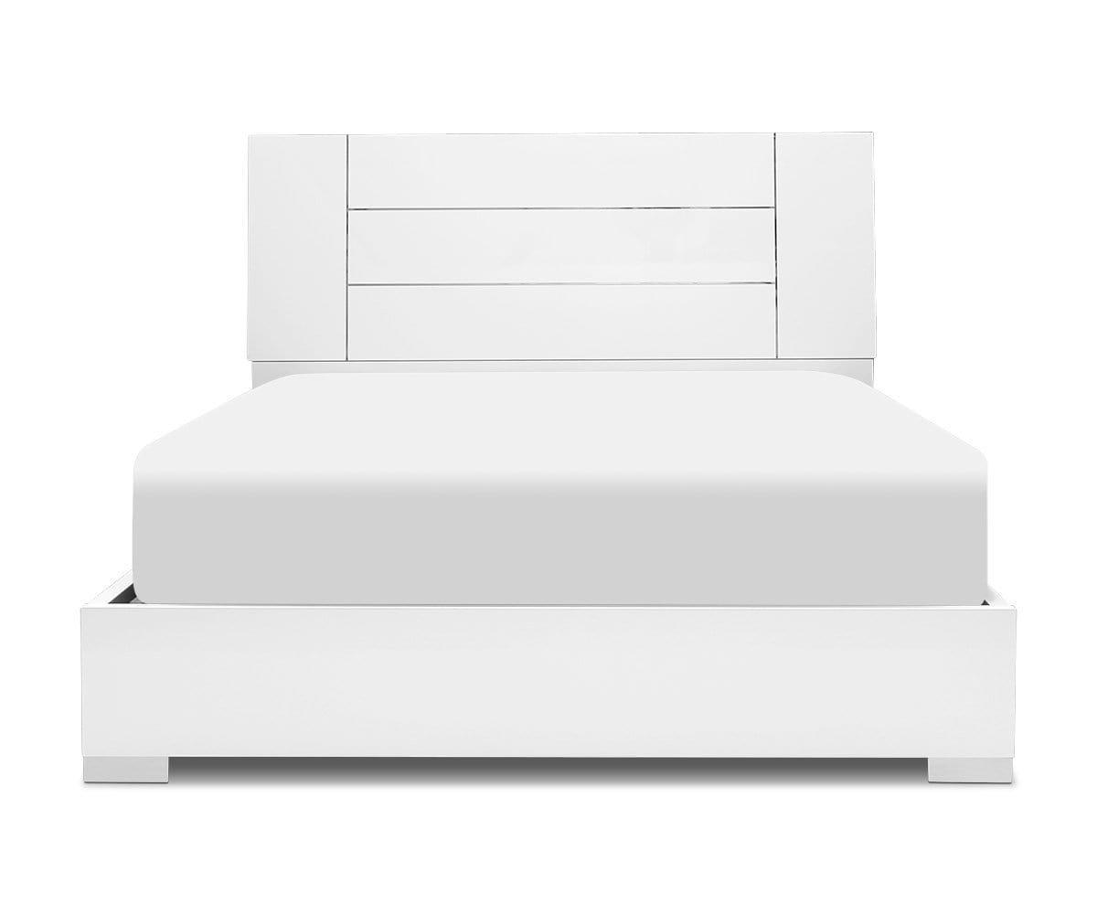Palermo Bed - Modern Queen Size Bed Frame with Upholstered Headboard, Sturdy Wooden Slats - Perfect for Bedroom, Guest Room & Apartment Decor