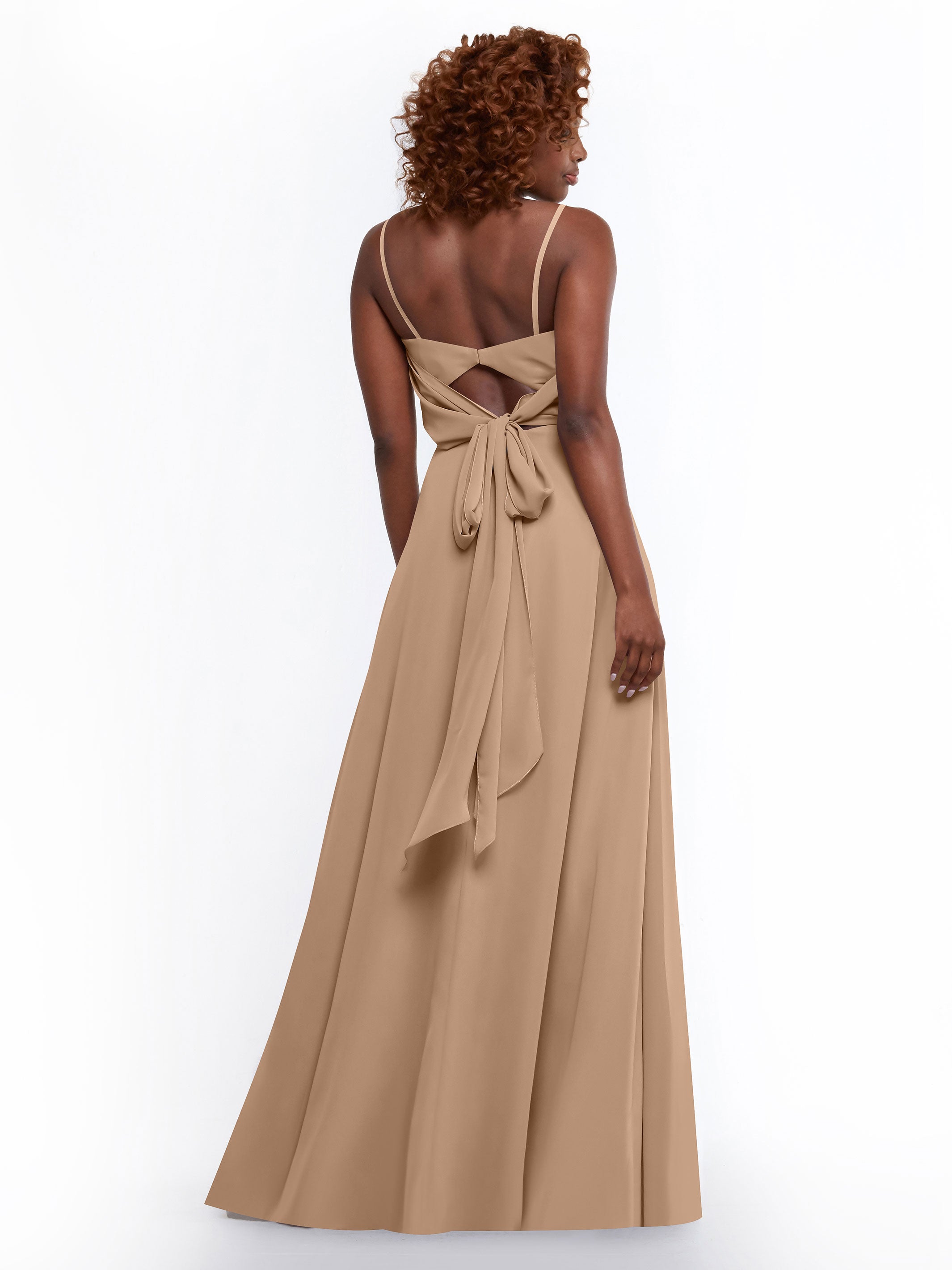 Elegant A-Line Bridesmaid Dress with Flowy Chiffon Skirt & Thigh Slit - Perfect for Weddings, Formal Events & Special Occasions