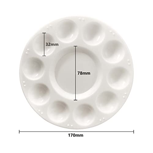 4 Pack Round Plastic Paint Palettes with 11 Wells - 6.7 Inch White Paint Tray for Oil & Watercolor Painting - Perfect for Artists, Students & DIY Projects