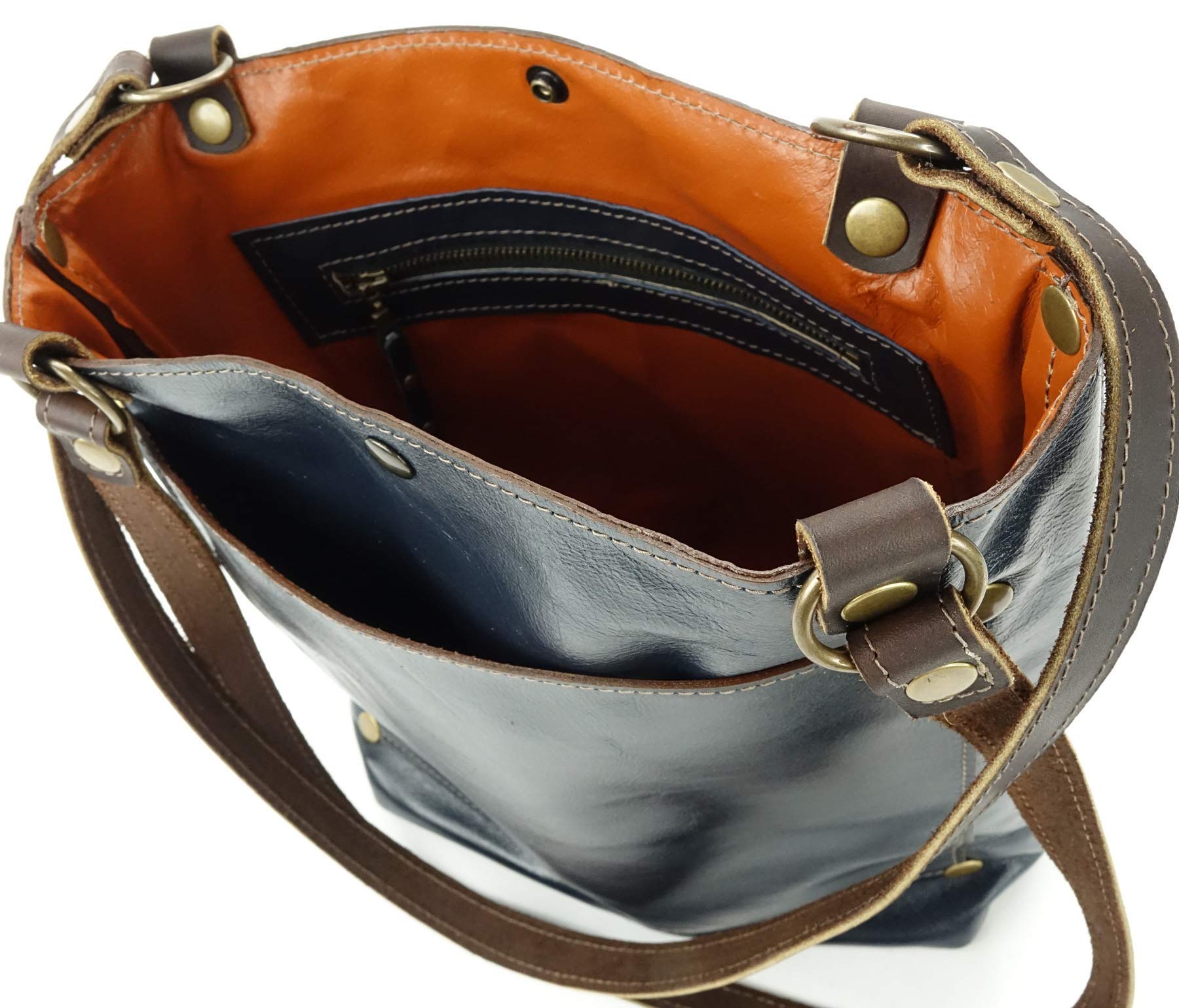 Stylish Navy Blue Leather Shoulder Tote Bag for Women - Perfect for Work, Travel & Everyday Use