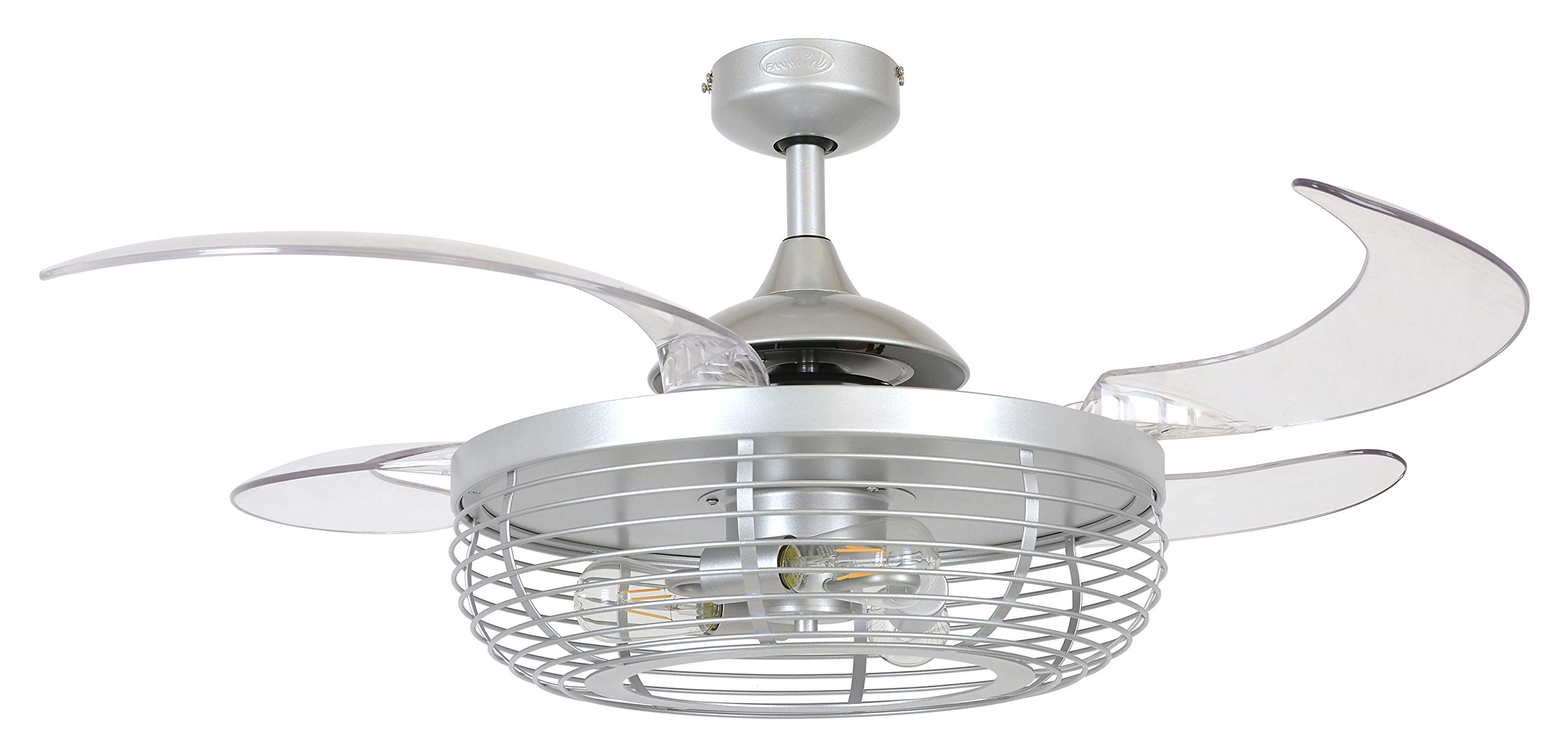 Fanaway Carbondale 48-inch Ceiling Fan with Light - Gray Silver & Clear Blades - Perfect for Living Room, Bedroom, and Outdoor Patio Cooling