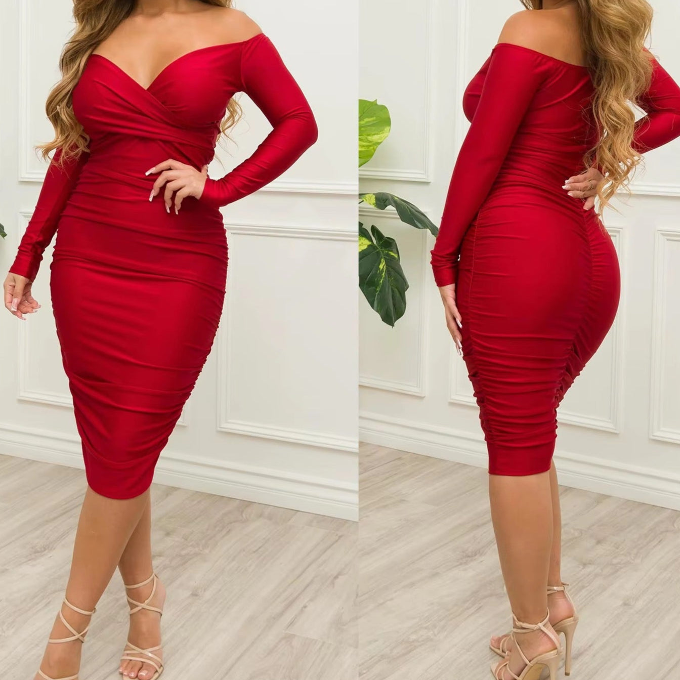 Phoebe Off Shoulder Midi Dress for Women - Flowy Summer Dress with Ruffled Hem | Perfect for Beach Vacations, Date Nights & Garden Parties