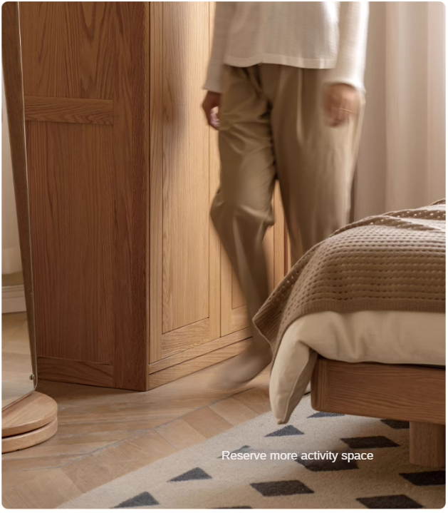 Solid Oak Wood Narrow Wardrobe - Slim Space-Saving Closet for Bedroom, Hallway, or Small Apartment
