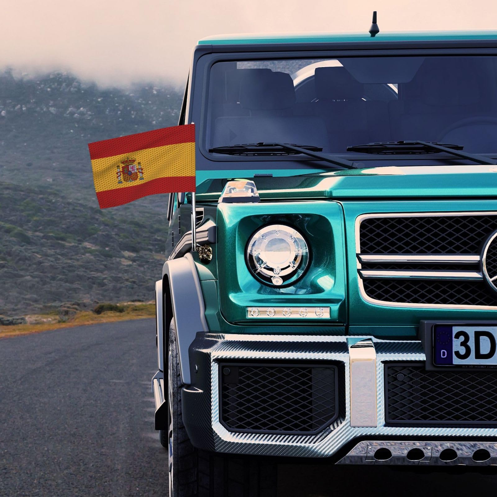 Double-Sided Spain Flag 12x18 Inch - Car Window Flag with Clip for Outdoor Decoration | Perfect for Soccer Games, Parades & National Holidays
