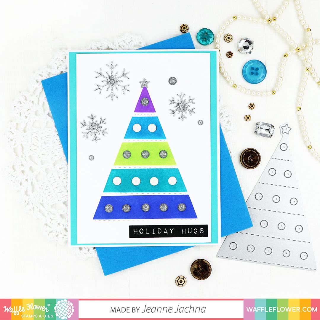 Waffle Flower Dotty Christmas Tree Die - Holiday Scrapbooking & Card Making Craft Supplies for DIY Greeting Cards, Invitations, and Festive Decorations