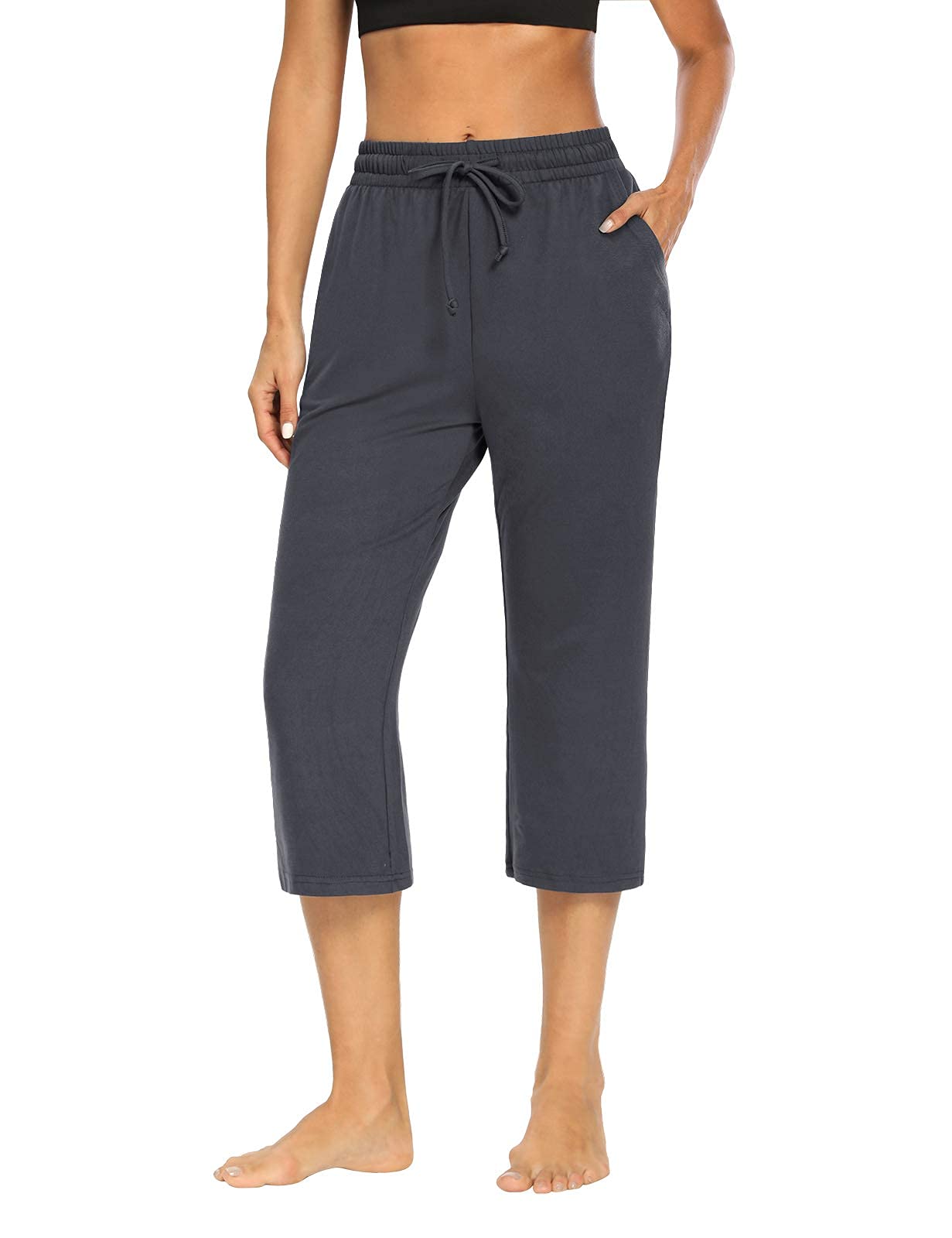 NOAHELLA Women's Capri Yoga Pants with Drawstring - Comfy Lounge & Jogger Sweatpants for Women, Cropped Pajama Pants with Pockets - Perfect for Yoga, Workout, Running, and Relaxing at Home