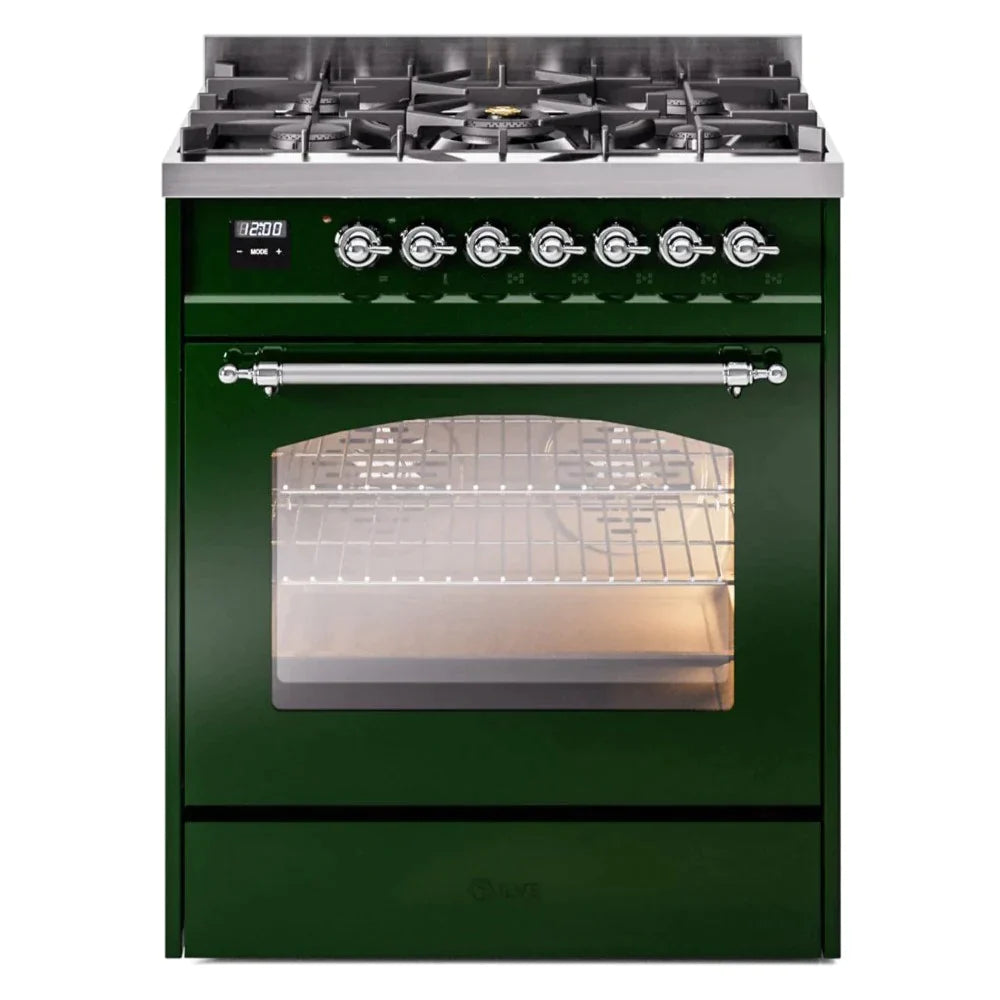 ILVE 30 Nostalgie II Series Freestanding Dual Fuel Range with 5 Sealed Burners - Professional Gas Stove & Electric Oven for Home Kitchen - Perfect for Baking, Roasting, and Family Cooking (Model UP30NMP)