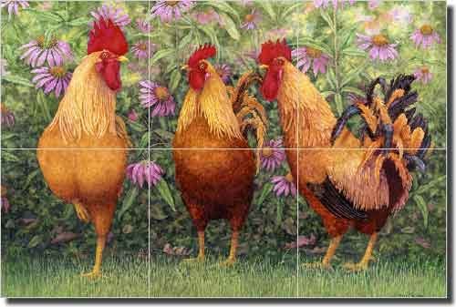 Roosters Ceramic Tile Mural Backsplash 18
