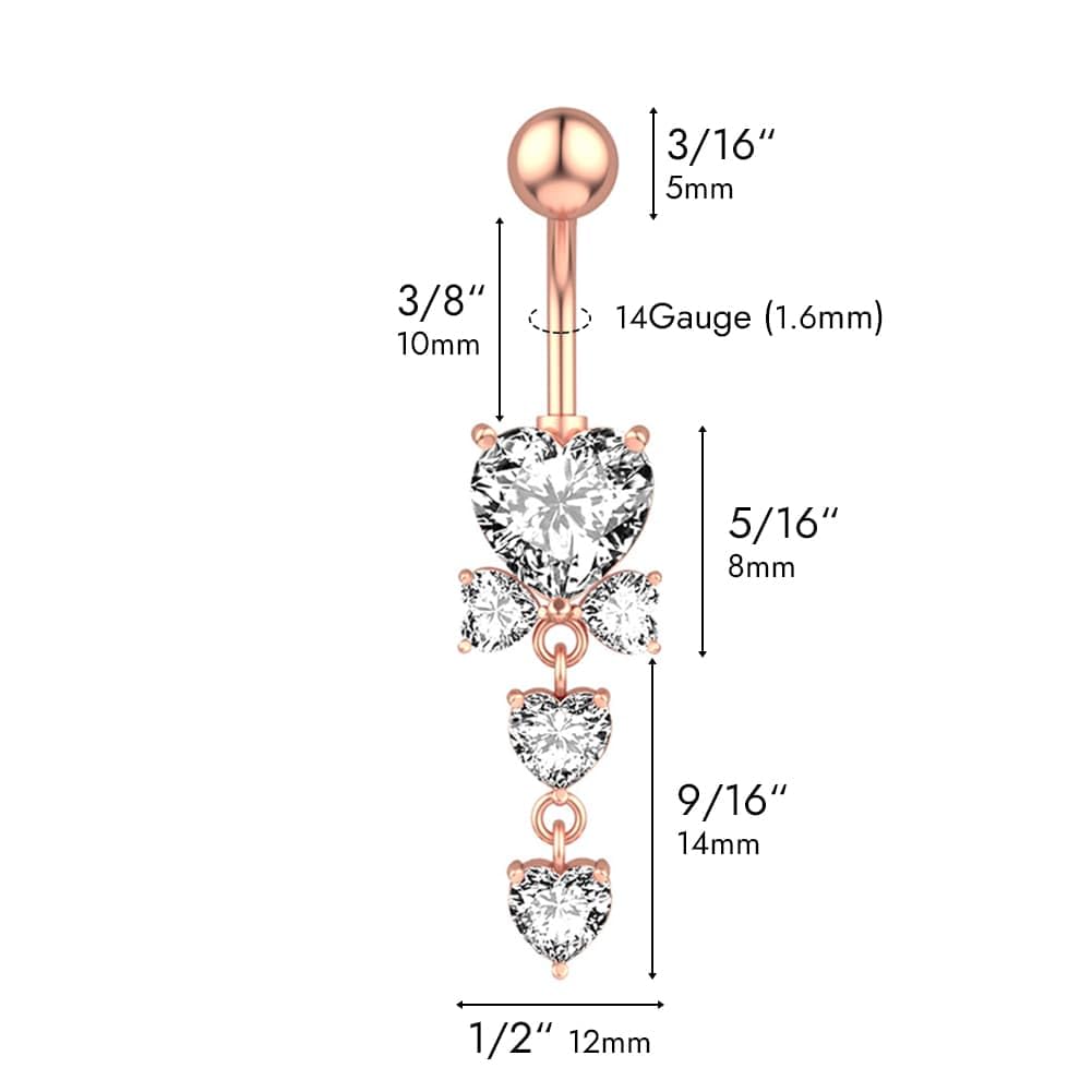 316L Surgical Steel Belly Button Rings - 14G Navel Piercing Jewelry with Sparkling Cubic Zirconia CZ Stones | Hypoallergenic Belly Rings for Women, Perfect for Everyday Wear & Body Piercing Aftercare