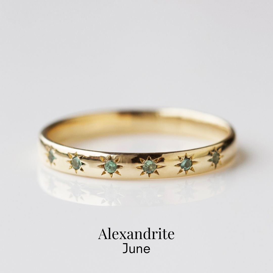 Birthstone Ring Set with Icon Star Design - Perfect for Birthdays, Anniversaries & Special Occasions