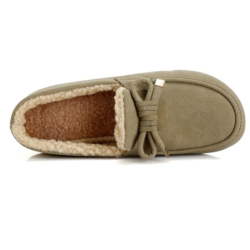 Women's Cozy Moccasin Slippers with Faux Fur & Memory Foam - Lightweight Micro Suede Loafers for Indoor/Outdoor Use - Anti-Skid Sole House Shoes for Winter Warmth, Lounging & Errands