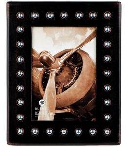 Vintage Industrial Metal Picture Frame 4x6 Inch - Burnes Distressed Metal Photo Frame with Polished Accents - Perfect for Home Decor, Office Display & Wedding Photos