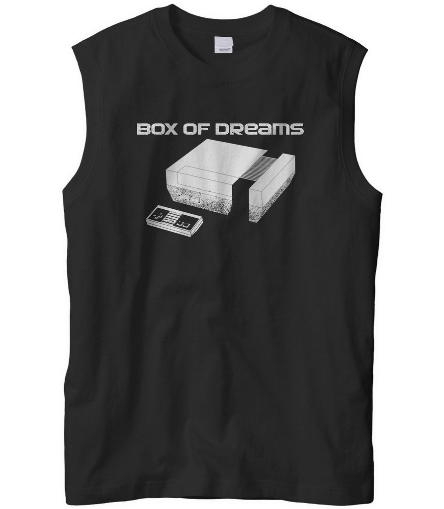 Cybertela Men's Box of Dreams Video Game Graphic Sleeveless T-Shirt - Cool Gamer Tee for Summer, Gaming Events & Casual Wear