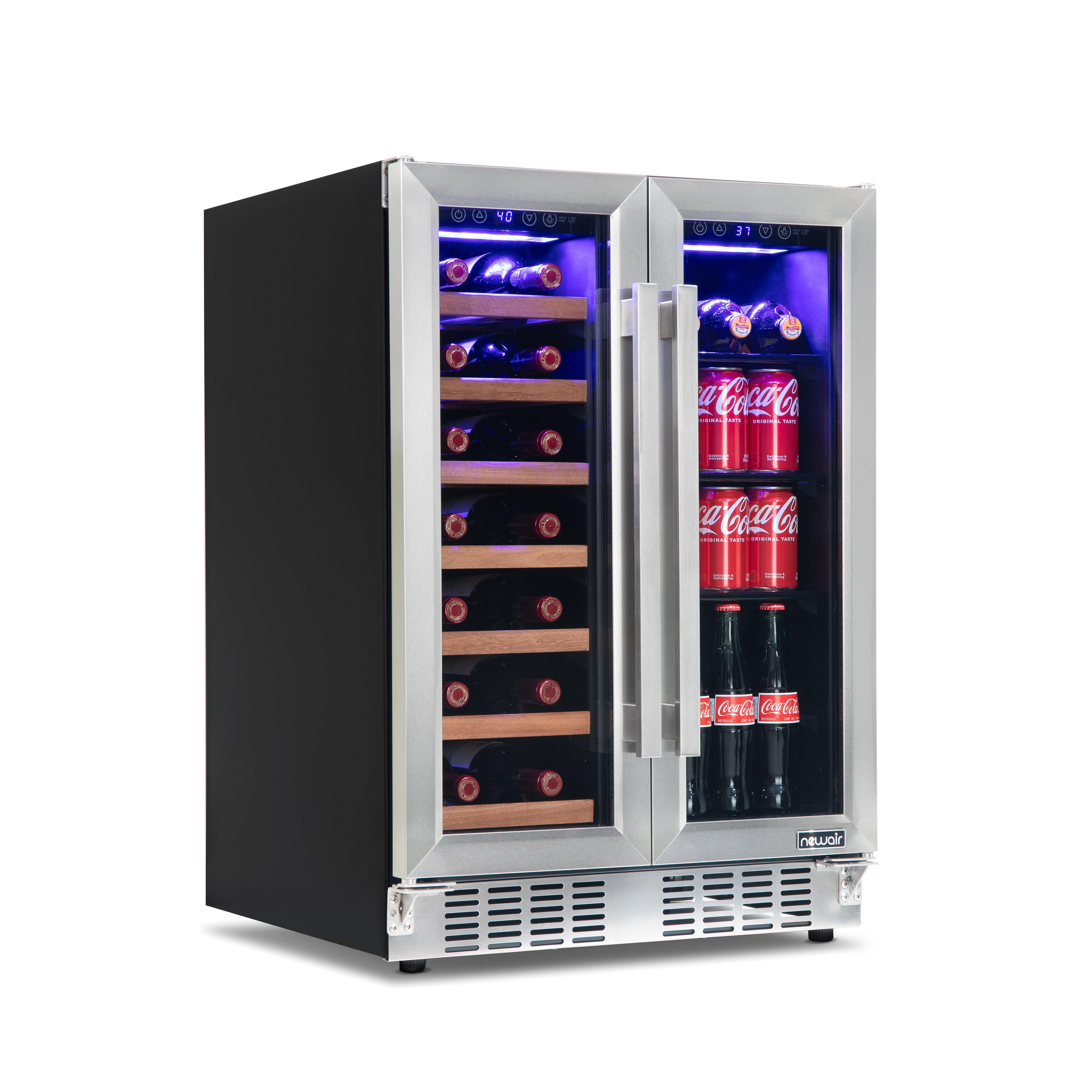 Newair® 24 Inch Dual Zone Wine and Beverage Cooler with French Doors - Perfect for Home Bars, Restaurants, and Wine Cellars
