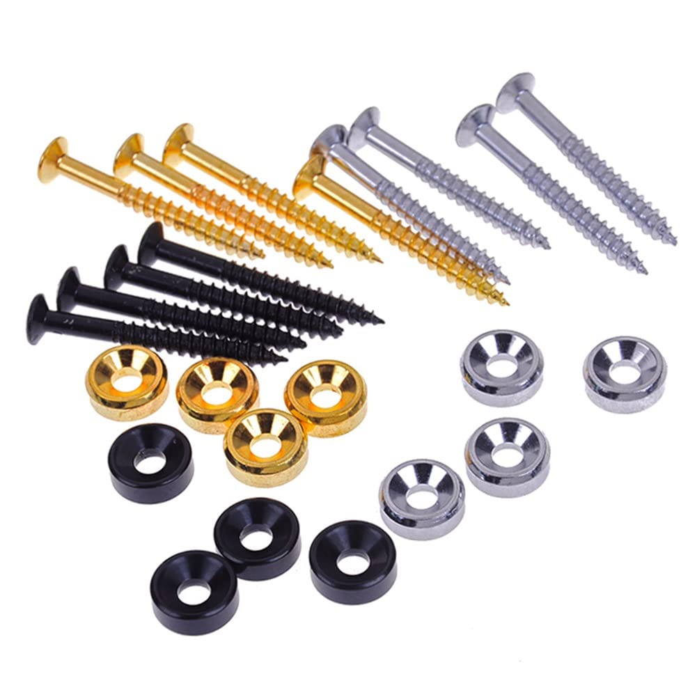 4-Piece Guitar Bass Neck Mounting Screws Set with Nuts & Ferrules - Perfect for Guitar & Bass Neck Joint Repairs & Installations