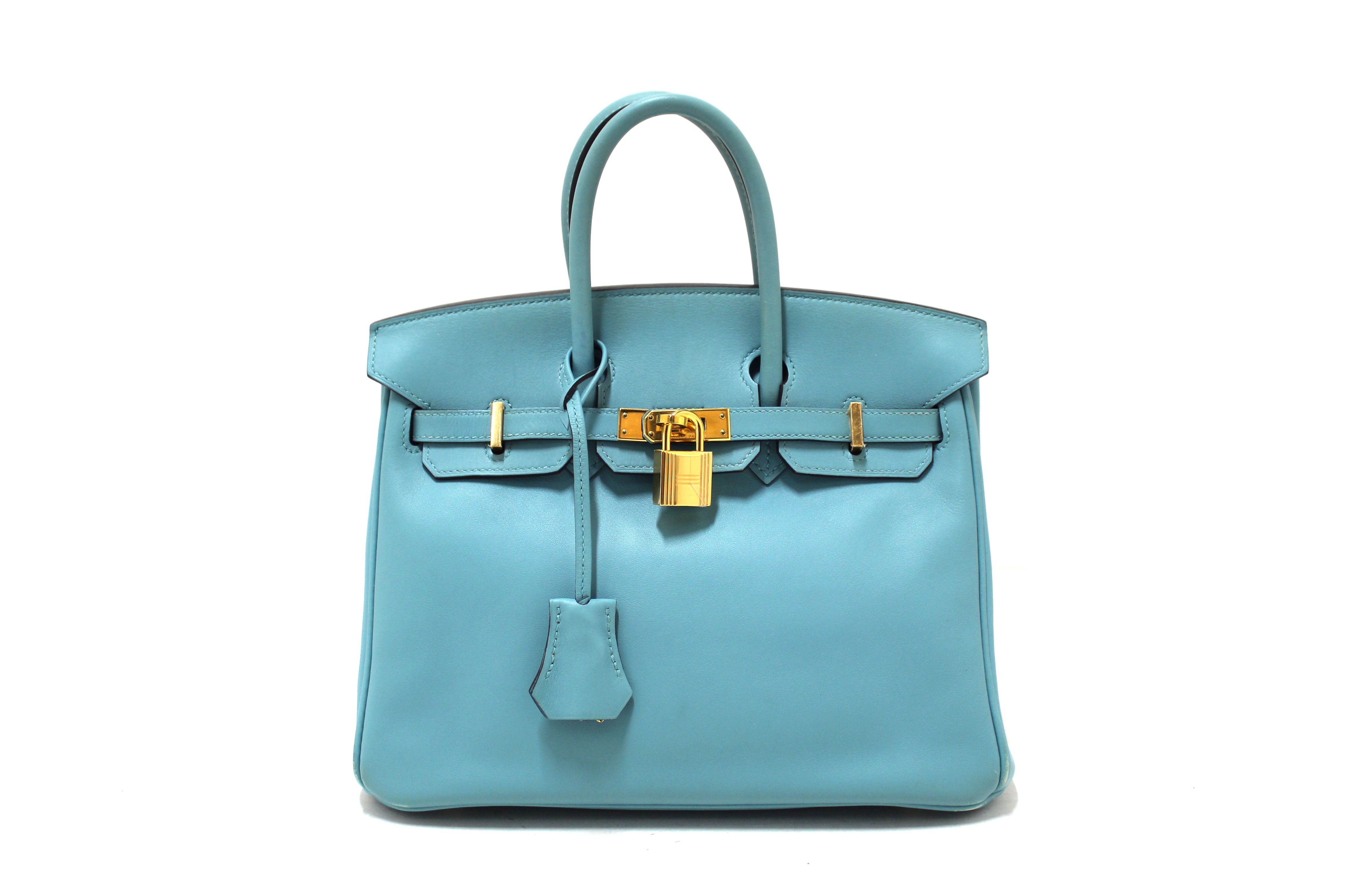 Authentic Hermes Birkin 25 Handbag in Swift Bleu Atoll Vache Leather - Luxury Designer Tote for Women, Perfect for Work, Travel & Special Occasions