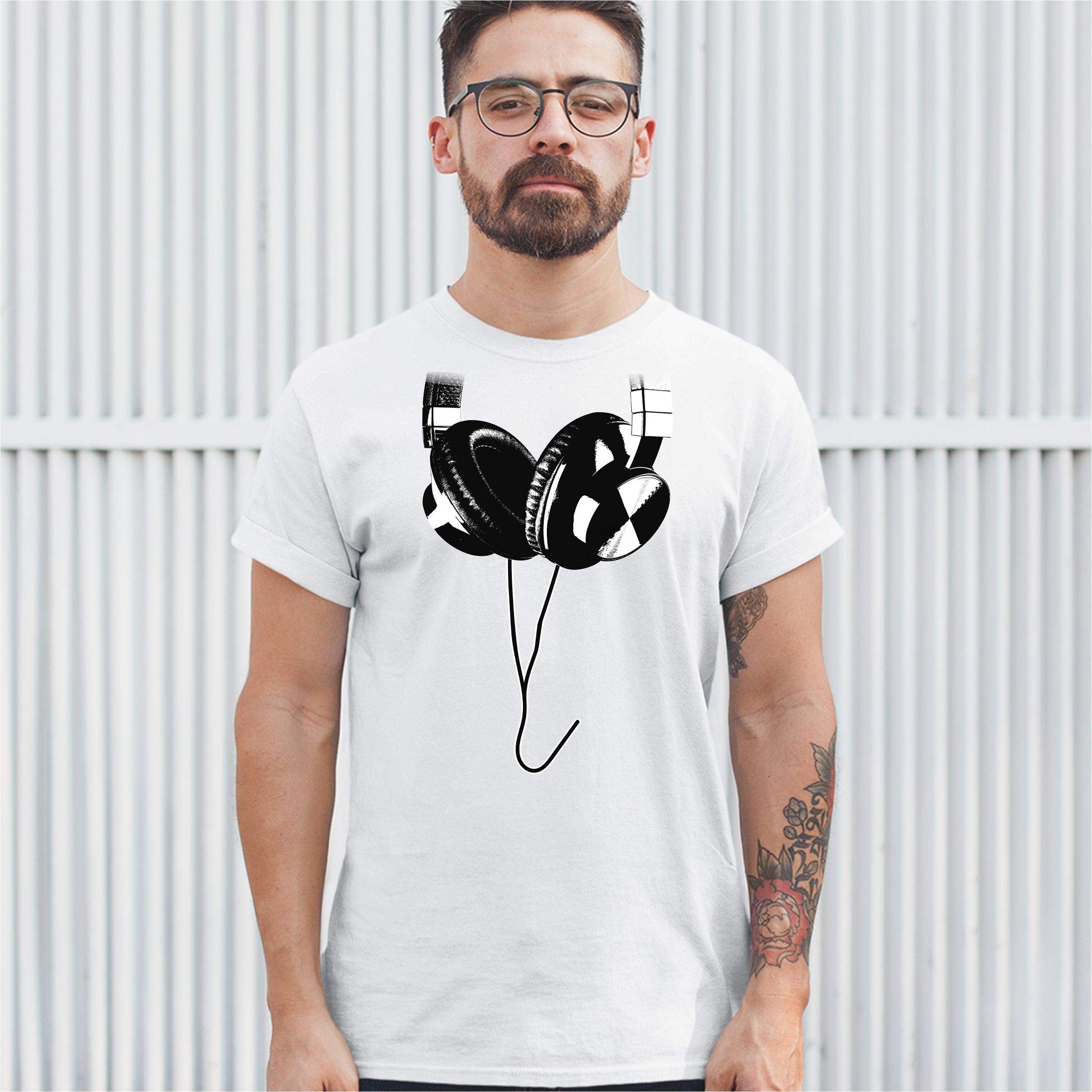 DJ Music T-Shirt with Huge Hanging Headphones Design - Cool Graphic Tee for Music Lovers, DJs & Festival Goers - Perfect for Concerts, Raves & Casual Wear