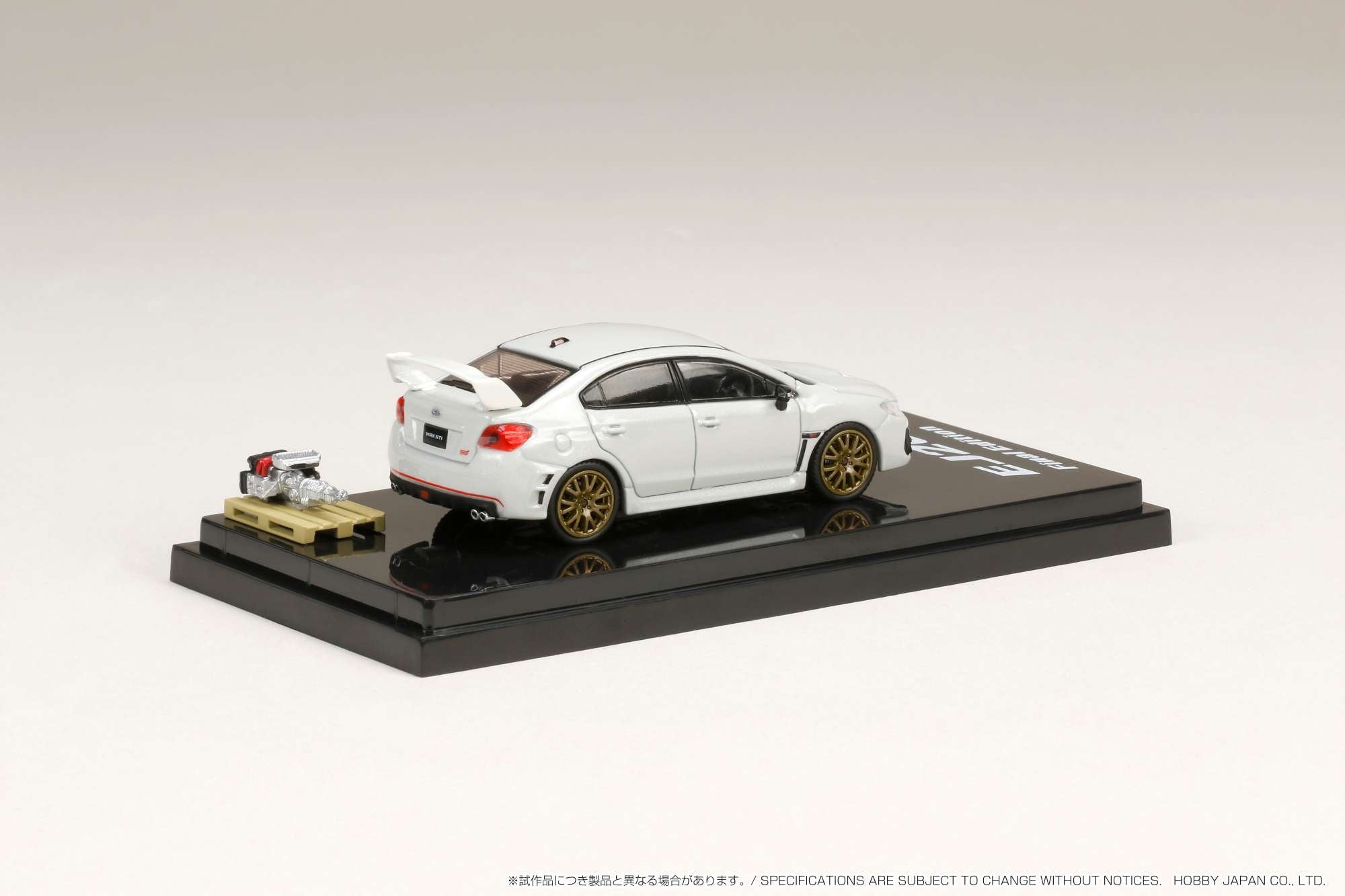1:64 Subaru WRX STI EJ20 Final Edition Diecast Model Car with Engine Display - Hobby Japan Collectible - Crystal White Pearl - Perfect for Car Enthusiasts & Display Collections