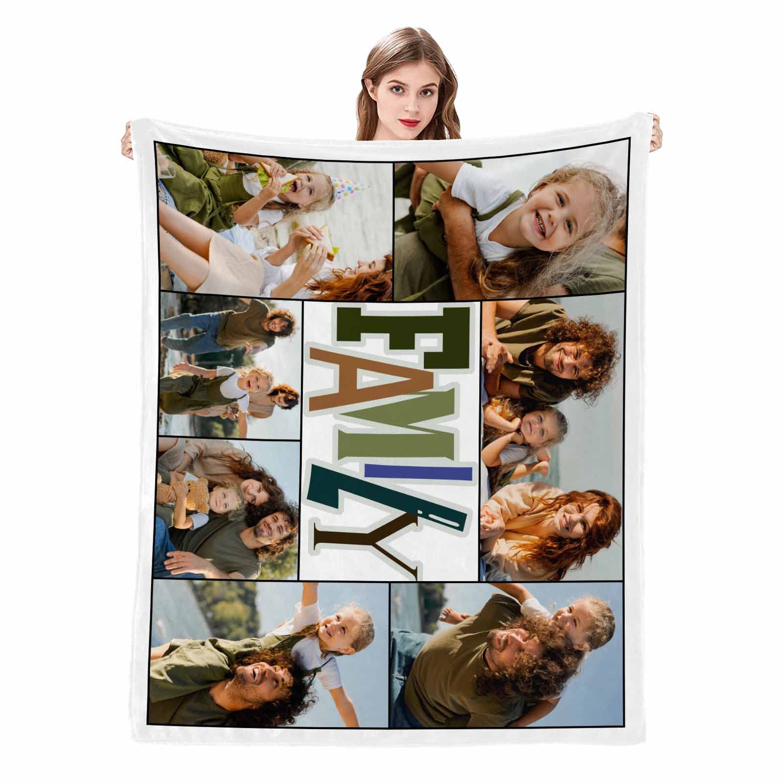 Custom Photo Blanket - Personalized Fleece Throw Blanket with Family Pictures - Perfect for Gifts, Home Decor & Cozy Family Moments