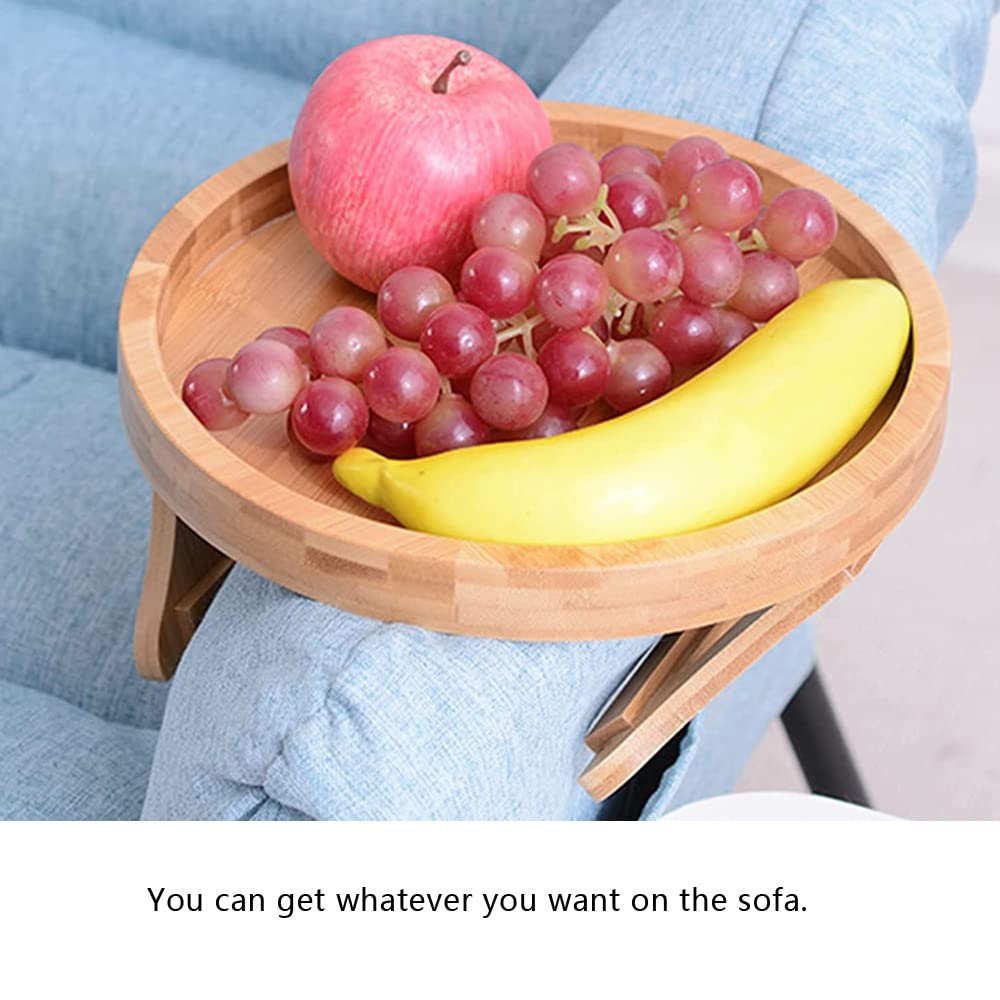 Natural Bamboo Sofa Armrest Tray - Clip-on TV Snack Tray Organizer for Remote Control, Coffee & Snacks | Perfect for Living Room, Bedroom & Home Theater Relaxation