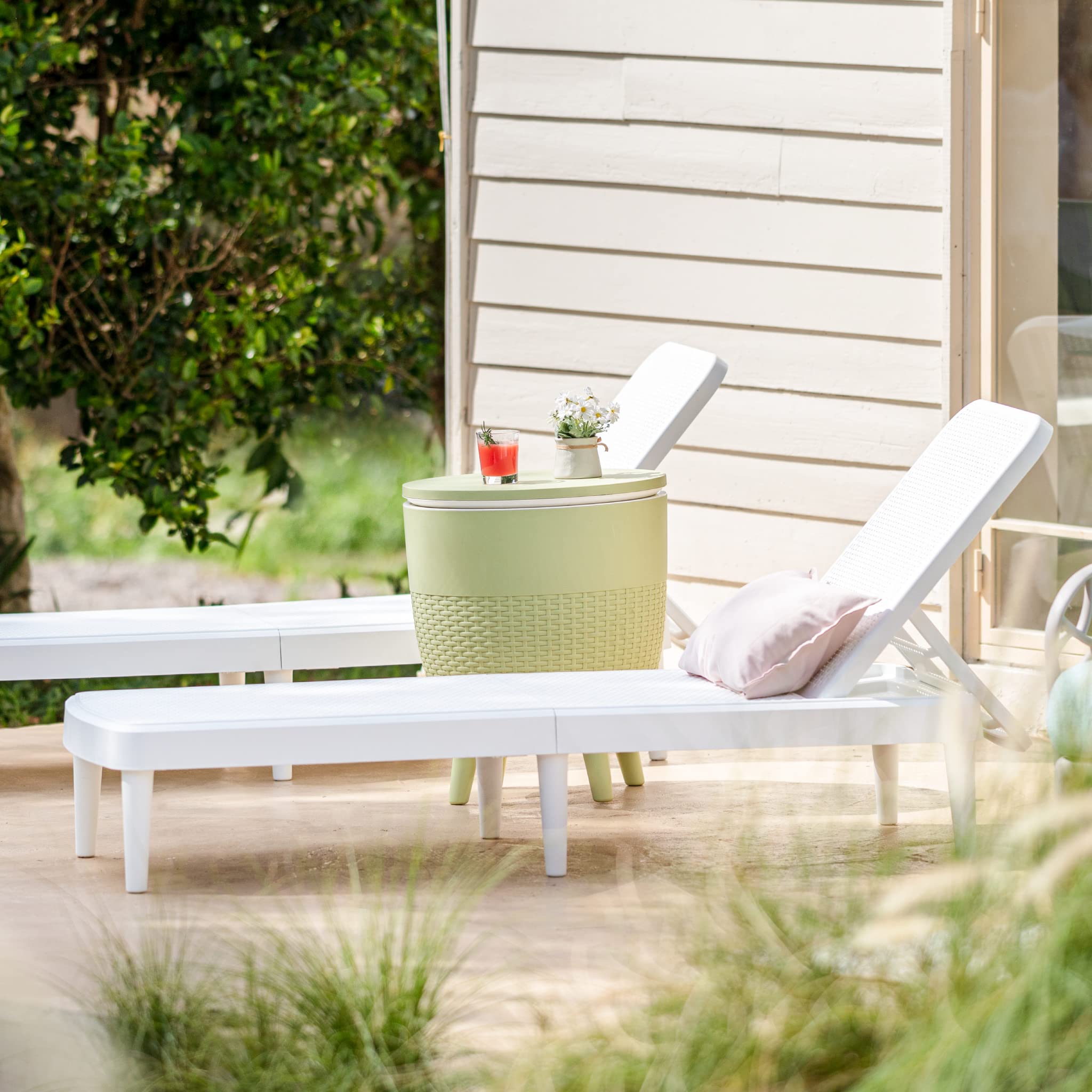 Lagoon Cancún 3-in-1 Outdoor Cooler Bar Cocktail Coffee Patio Table - Gray | Perfect for Backyard BBQs, Poolside Parties & Outdoor Entertaining