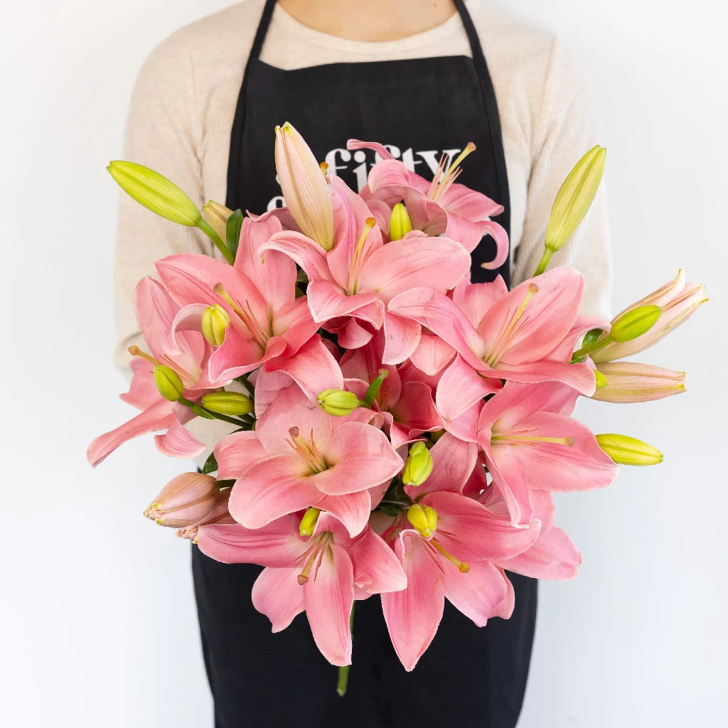 Antique Pink Hybrid Lily Bulbs - Fragrant Perennial Flowers for Garden, Bouquets & Wedding Decorations