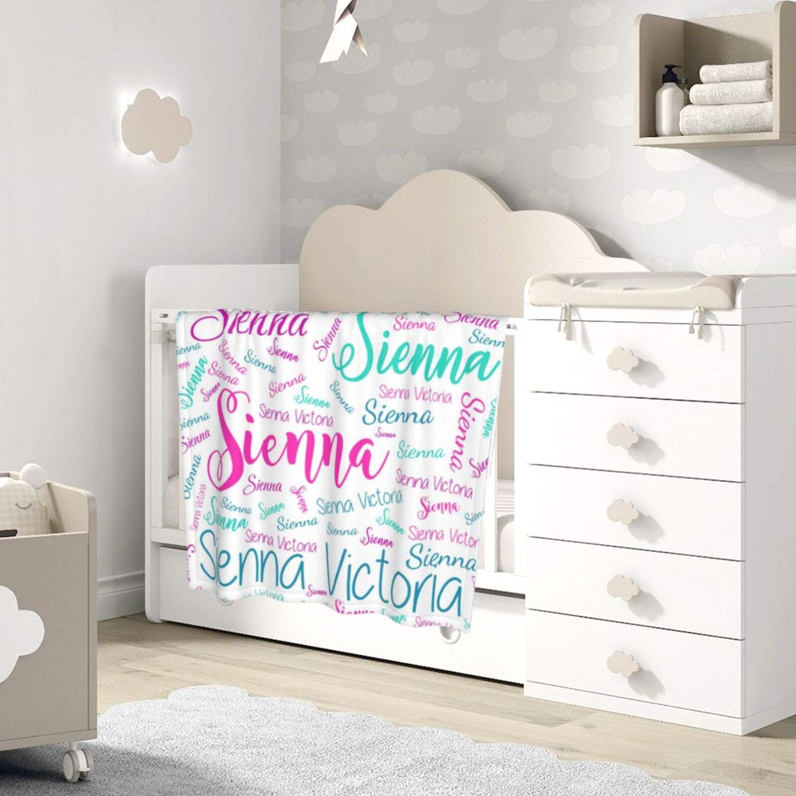 Personalized Custom Baby Girl Blankets with Name - 60x80 Inch Soft Fleece Blanket for Newborns, Infants & Toddlers - Perfect for Nursery, Stroller, Crib & Photo Shoots
