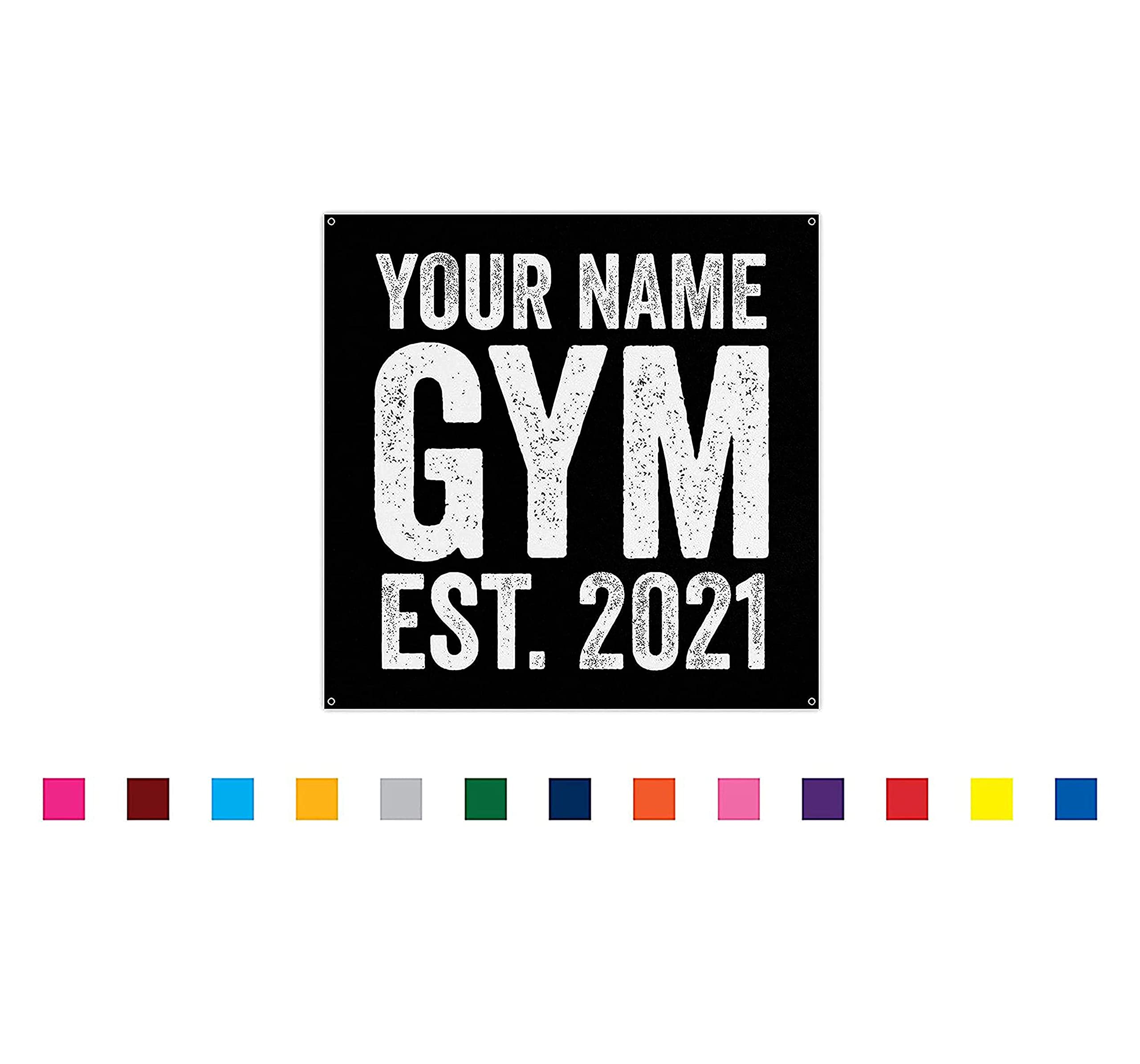 Custom Gym Banner with Your Name - Motivational Vinyl Wall Art for Home Gym & Garage Workout - 30 x 30 Inches - Perfect for Fitness Motivation & Workout Room Decor