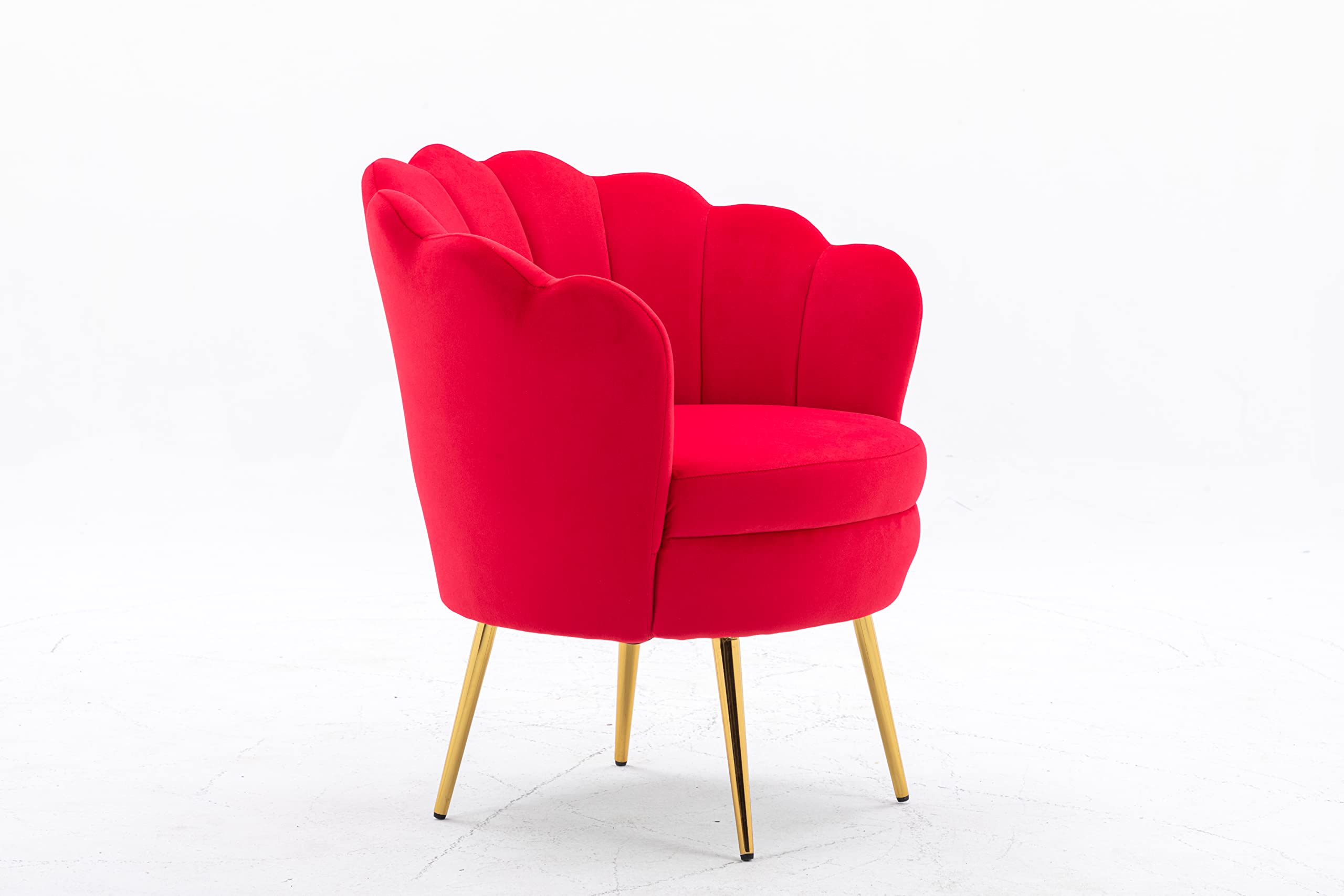 ZOBIDO Modern Velvet Accent Chair - Upholstered Armchair with Golden Metal Legs for Bedroom, Living Room & Dining Room | Comfy Makeup Vanity Chair & Stylish Desk Chair (Red)