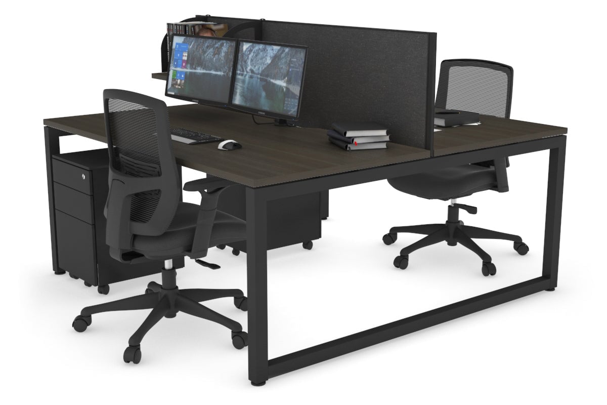 Quadro Loop Legs 2 Person Office Workstation Desk - 1400L x 800W with Cable Management Scallop | Modern Shared Workspace Solution for Home & Office