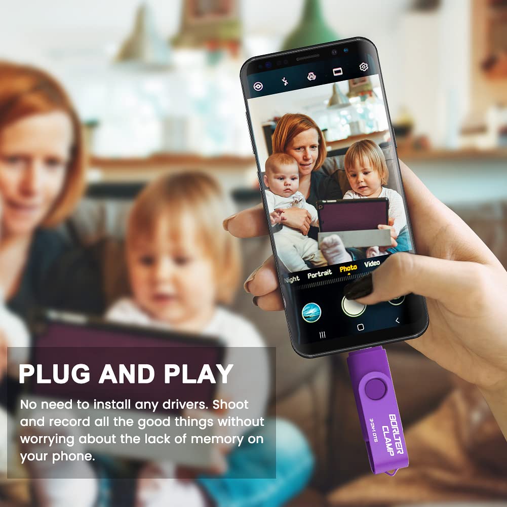512GB 3-in-1 OTG Flash Drive for Android, USB-C/Micro/USB-A - Photo Storage for Phones, Tablets & PC (Purple)