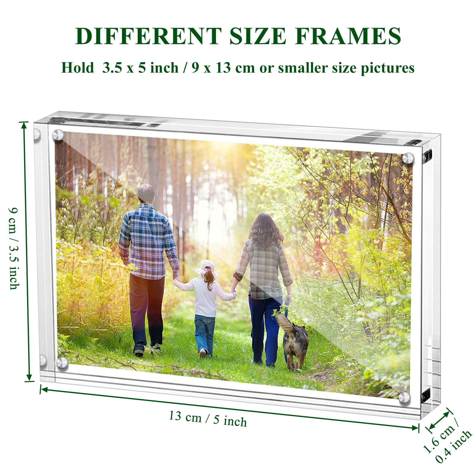Boxalls 3.5x5 Inches Clear Acrylic Photo Frames - 5 Pack Magnetic Frameless Picture Frames for Tabletop Display, Double Sided Transparent Desktop Frames for Photos, Artwork, and Memorabilia - Perfect for Home, Office, and Gift Giving