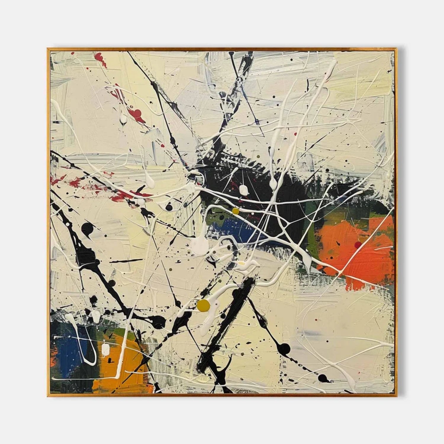 Pollock Art Abstract Painting #JP009 - Modern Wall Decor for Living Room, Bedroom & Office