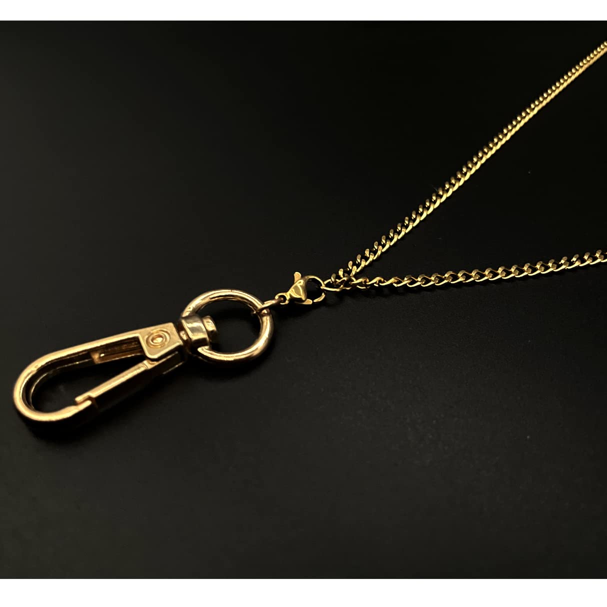 Stylish Stainless Steel Lanyard for ID Badges & Keys - Gold Chain Necklace for Work & Events