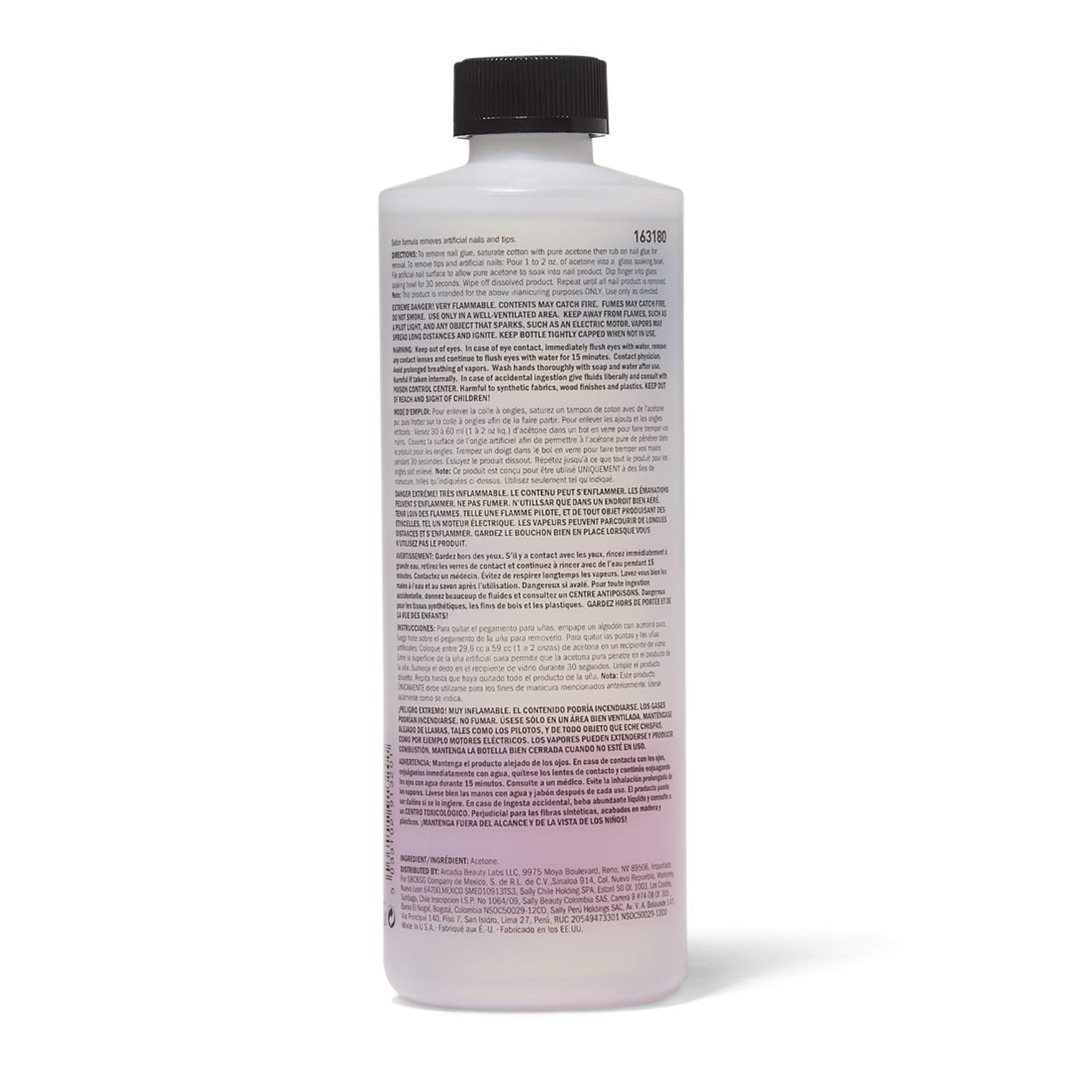 Beauty Secrets Pure Acetone Nail Polish Remover - 16 Oz Bottle for Professional Manicures & Pedicures | Fast-Acting Solvent for Acrylic Nails & Gel Polish Removal | Salon & Home Use