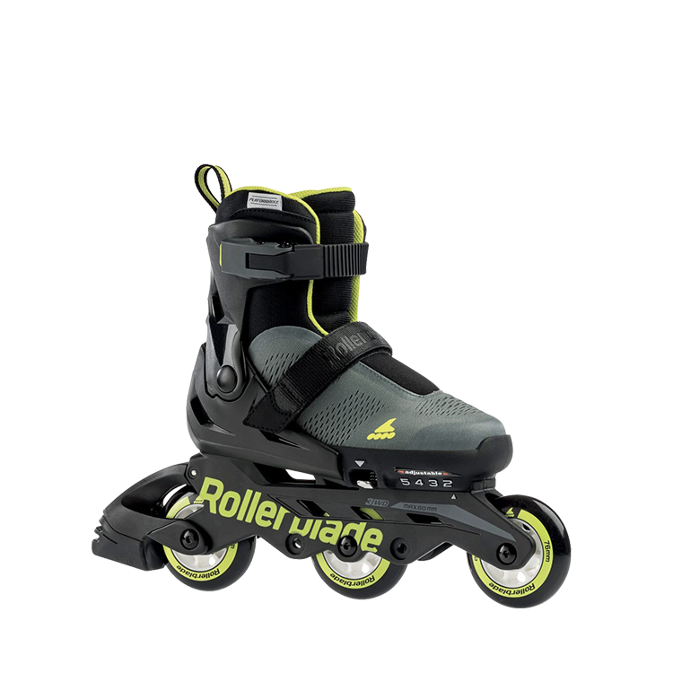Rollerblade Microblade Free 3WD Inline Skates - Anthracite/Lime Color | 3-Wheel Design for Speed & Agility | Perfect for Urban Commuting, Fitness Skating & Outdoor Adventures