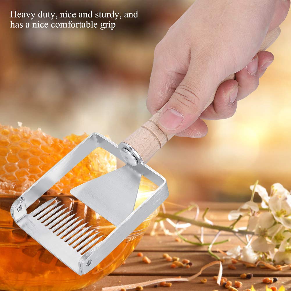 Premium 304 Stainless Steel Honeycomb Scraper - Rustproof Beekeeping Uncapping Fork with Wooden Handle | Durable Hive Tool for Honey Harvesting, Wax Removal & Beekeeping Supplies | Ideal for Gardeners & Apiarists