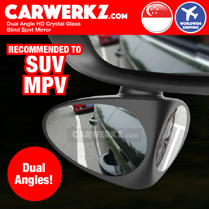 3R Car Side Mirror HD Crystal Glass Dual Angle Blind Spot Mirror (Left) - Wide View for Safe Lane Changing & Parking - Perfect for Sedans, SUVs, and Trucks