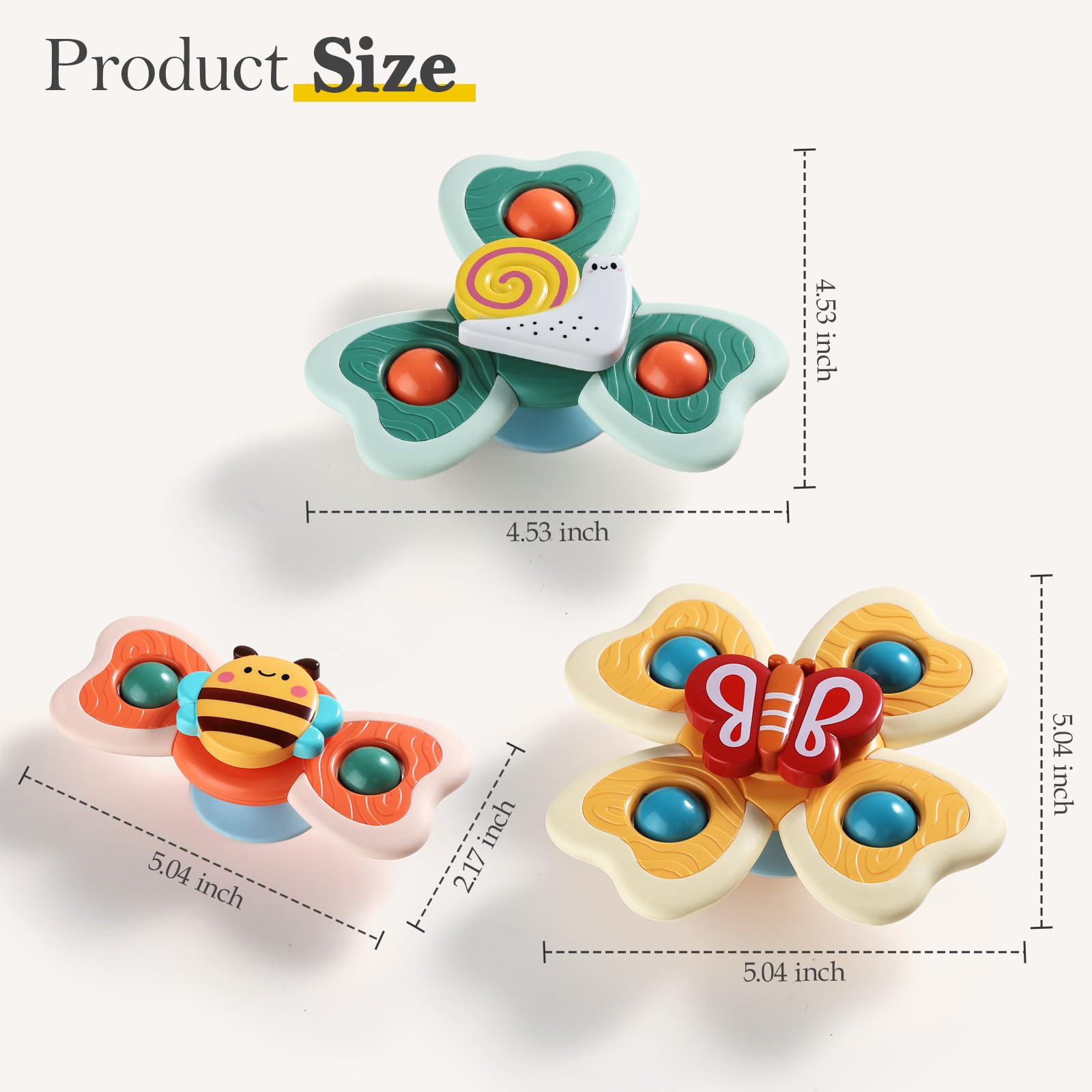 **ALASOU 3PCS Suction Cup Spinner Toys for Toddlers 1-3 Years - Fun Spinning Top Baby Toys for 1-2 Year Old Boys & Girls | Sensory & Bath Toys for Kids 12-18 Months | Perfect Birthday Gift for 1 Year Olds - Great for Playtime, Learning & Bath Fun**