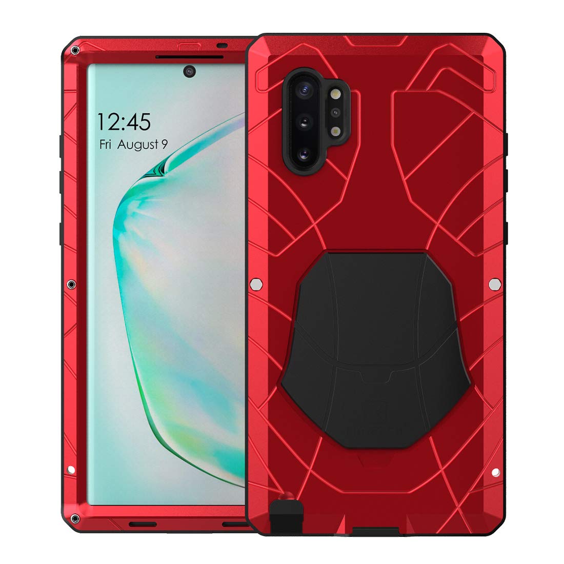 Feitenn Heavy Duty Metal Case for Samsung Galaxy Note 10 Plus/Note 10+ 5G - Shockproof Armor Bumper with Gorilla Glass Cover (Red) | Perfect for Outdoor Adventures, Military Use & Extreme Protection