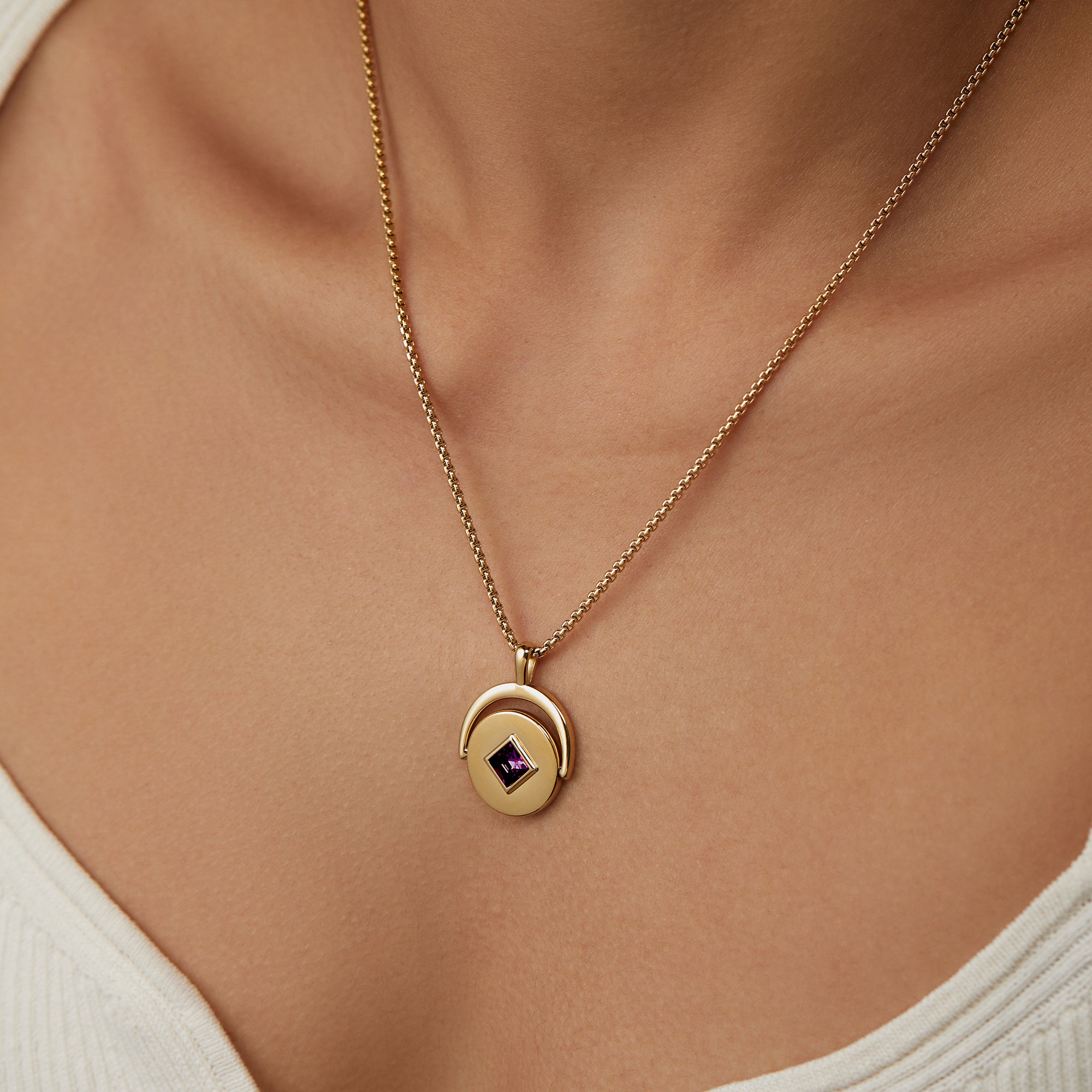 February Birthstone & Flower Flip Charm Necklace - Amethyst & Violet Jewelry for Women - Perfect Gift for Valentine's Day, Anniversary & Special Occasions