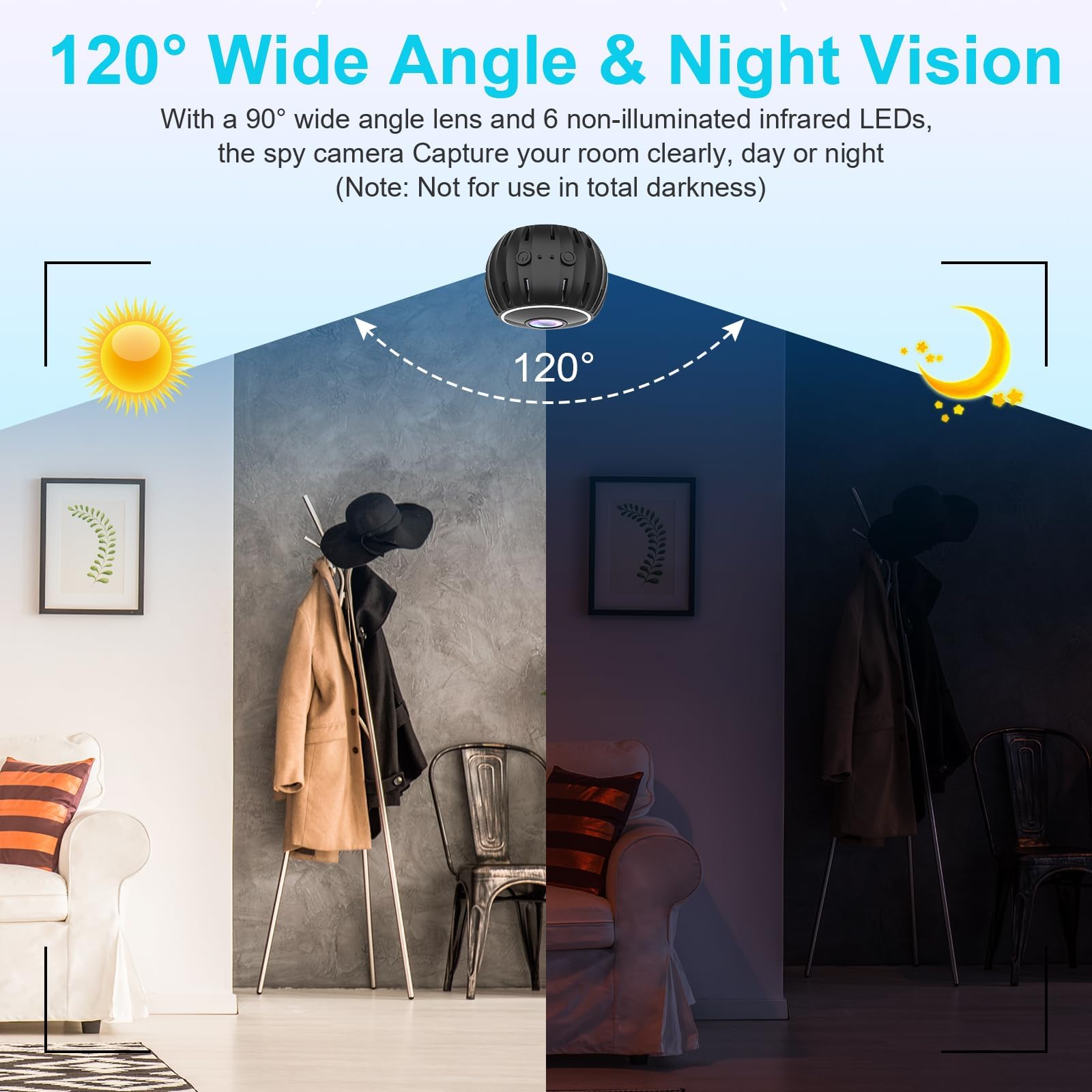 Niaazi Mini Spy Camera - 1080P HD Wireless WiFi Hidden Camera with Audio & Night Vision, Motion Detection for Indoor/Outdoor Security - Perfect for Home Surveillance, Office Monitoring, and Nanny Cam Use