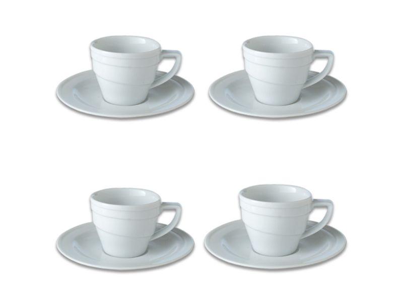 BergHOFF 4-Piece Porcelain Espresso Cup Set with Saucers - 3.5 oz Small Coffee Cups for Espresso, Cappuccino & Latte - Perfect for Home, Cafe & Restaurant Use
