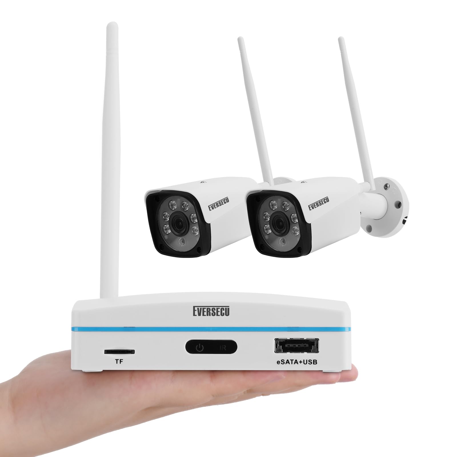 8CH Expandable Mini NVR Security Camera System with 2K Outdoor Cameras - 2PCS IP Cameras & 8CH WiFi NVR Kit, Face Recognition, 24/7 Recording with Playback, Intrusion Detection, SD Card/HDD Storage, Remote Viewing - Ideal for Home Security, Business Surveillance & Property Monitoring