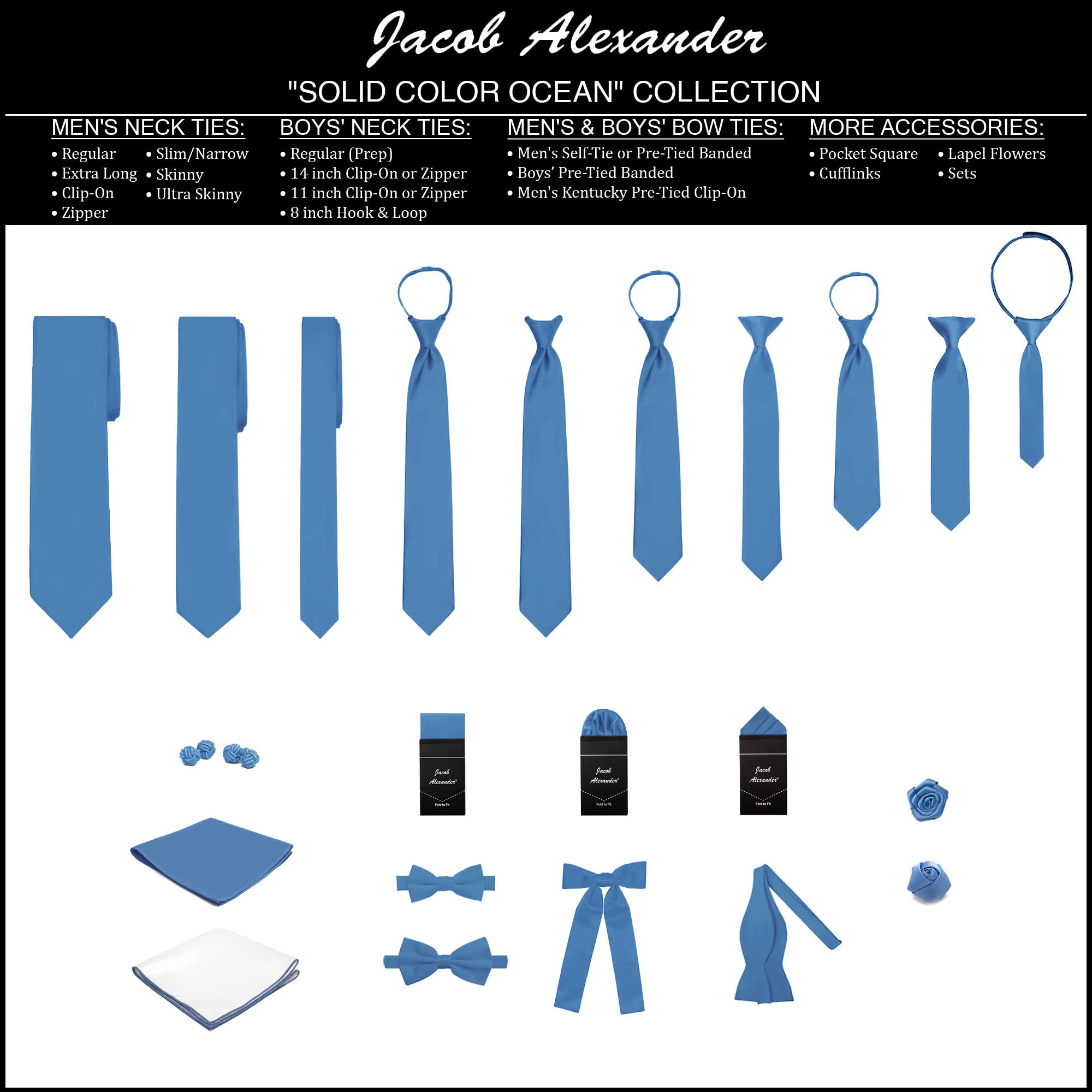 Jacob Alexander Men's Tie, Pocket Square & Rose Lapel Flower 3-Piece Set - Formal Wedding, Prom & Business Attire Accessories