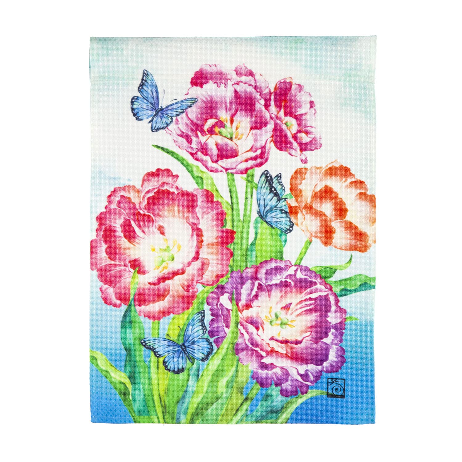 Evergreen Blooming Tulips Garden Waffle Flag - Decorative Yard Sign for Spring, Easter & Home Garden Decor | Outdoor Waterproof Lawn Ornament for Patio, Front Yard & Backyard Landscaping