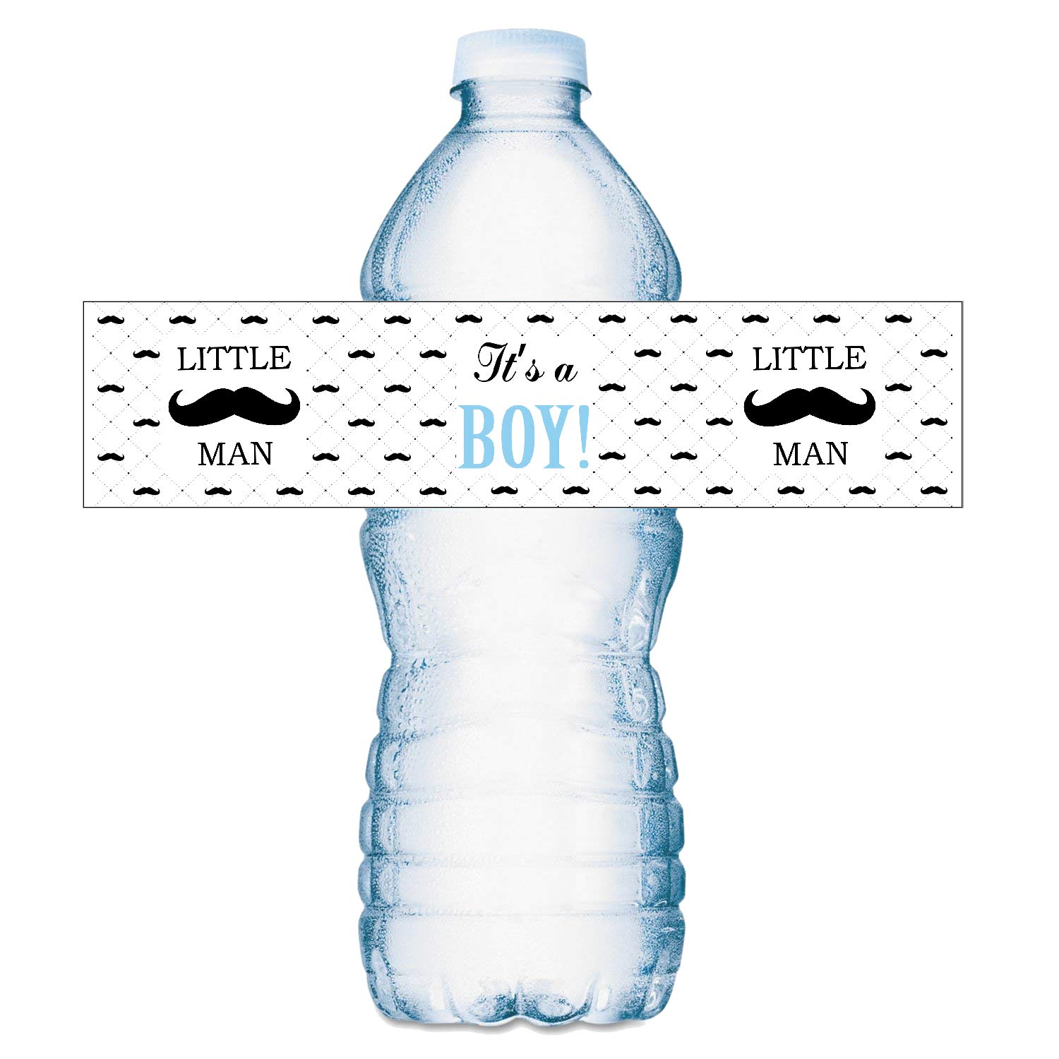 25 Little Man Water Bottle Labels - Waterproof Baby Shower Decorations for Boys | Its a Boy Stickers, Birthday Party Supplies | Perfect for Baby Showers, Birthdays & Celebrations | Made in USA