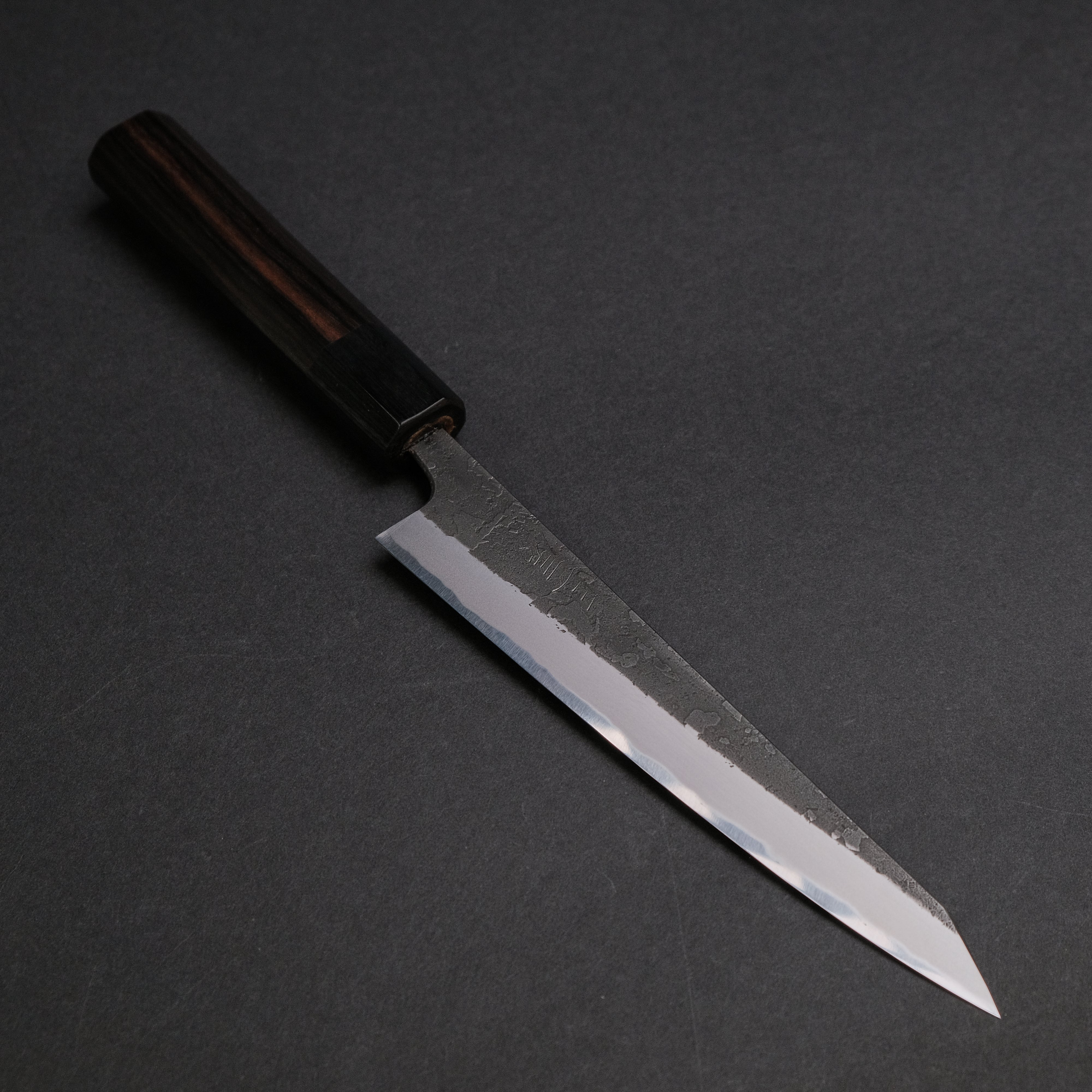 Akifusa Wakui Kurouchi Nashiji Blue #2 Kiritsuke Petty Knife 150mm with Ebony Handle - Japanese Chef Knife for Slicing, Chopping & Precision Cutting - Perfect for Home Cooks & Professional Kitchens