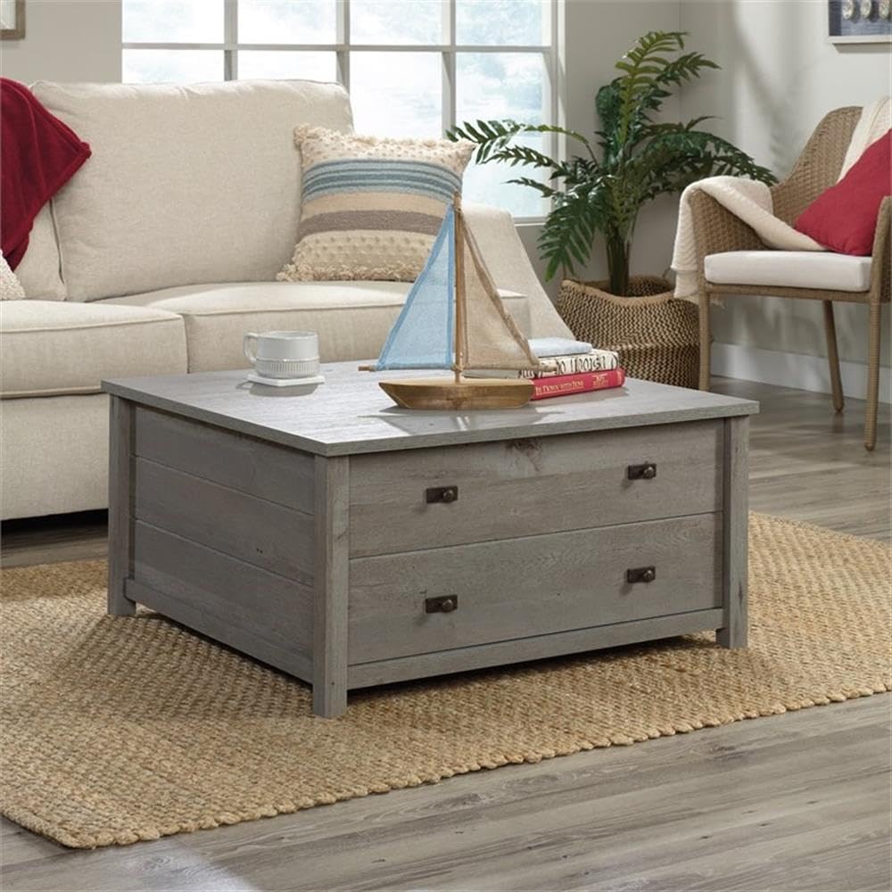Pemberly Row 2-Drawer Coffee Table - Mystic Oak Finish for Living Room Storage