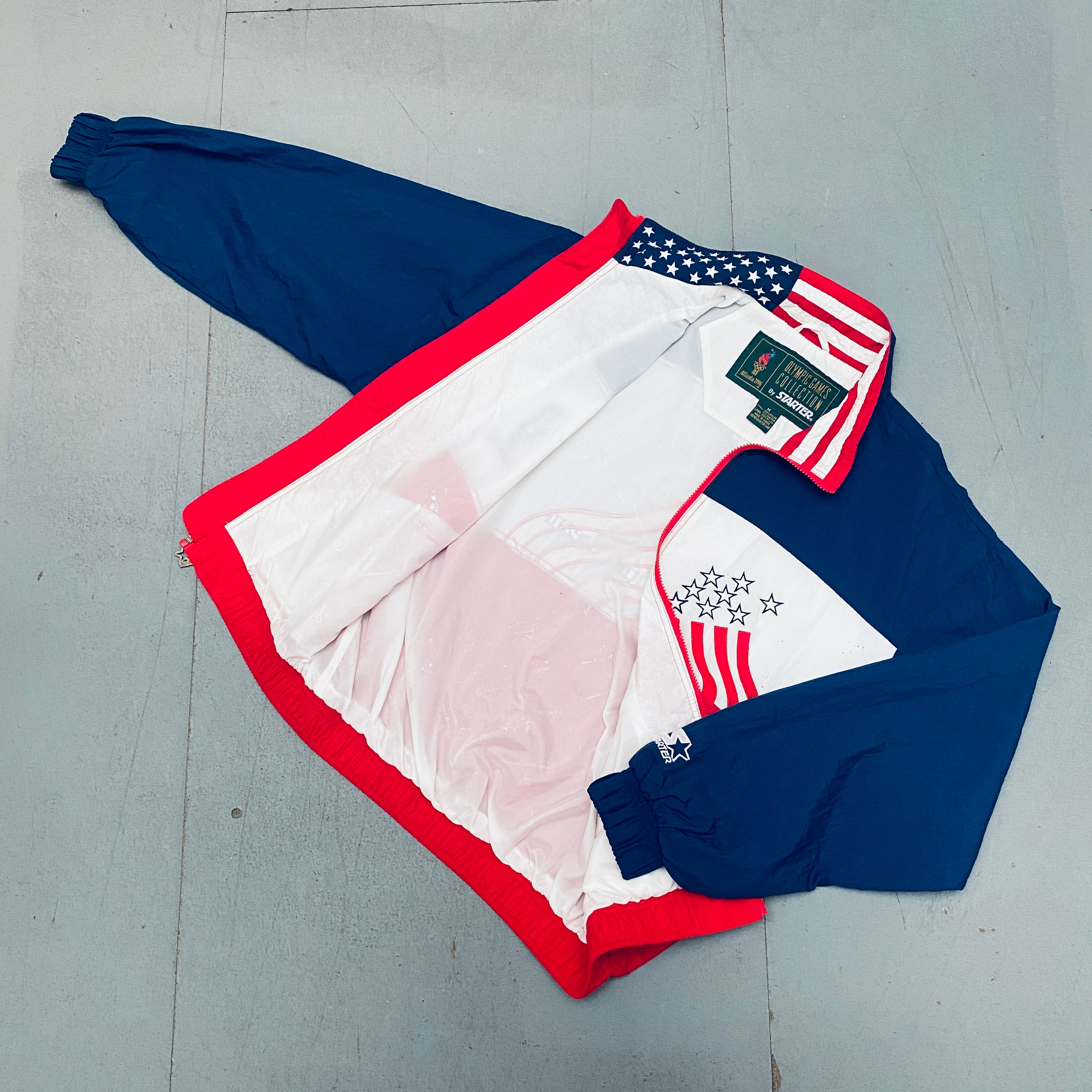 1996 Atlanta Olympics USA Team Full-Zip Starter Windbreaker Jacket - Vintage Collectible for Sports Fans & Retro Fashion